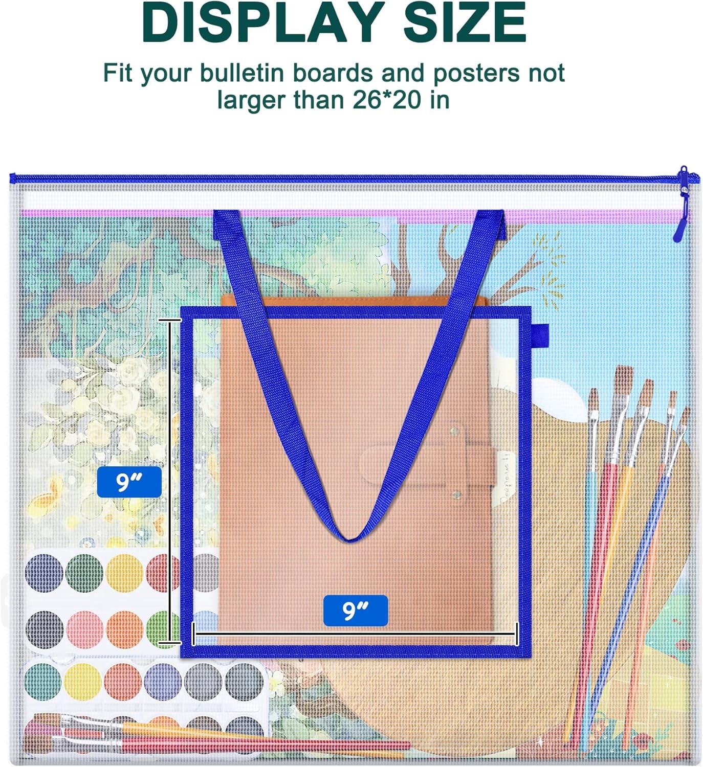 Large Poster Storage Bag, 25" x 19" Art Portfolio Bag with Pocket for Poster, Cu