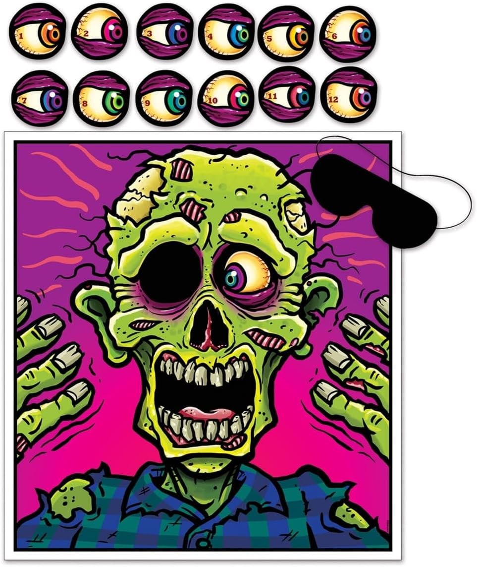Halloween Zombie Game - Pin the Eyeball Party Fun for All
