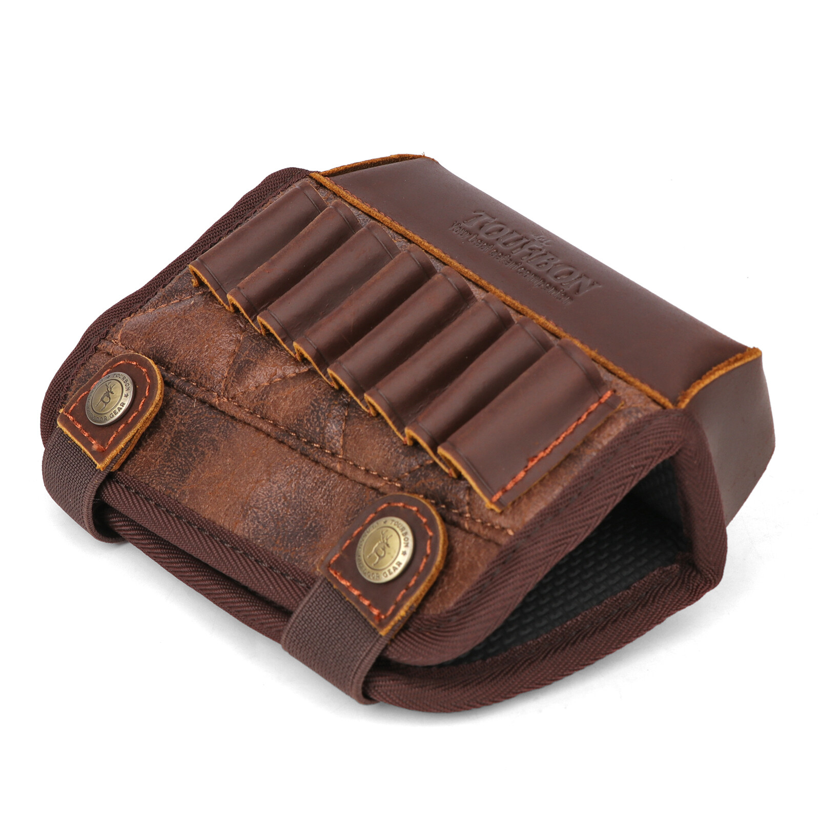 TOURBON PU Leather Cheek Riser Rest Rifle Buttstock Holder 308 WIN Ammo Carrier