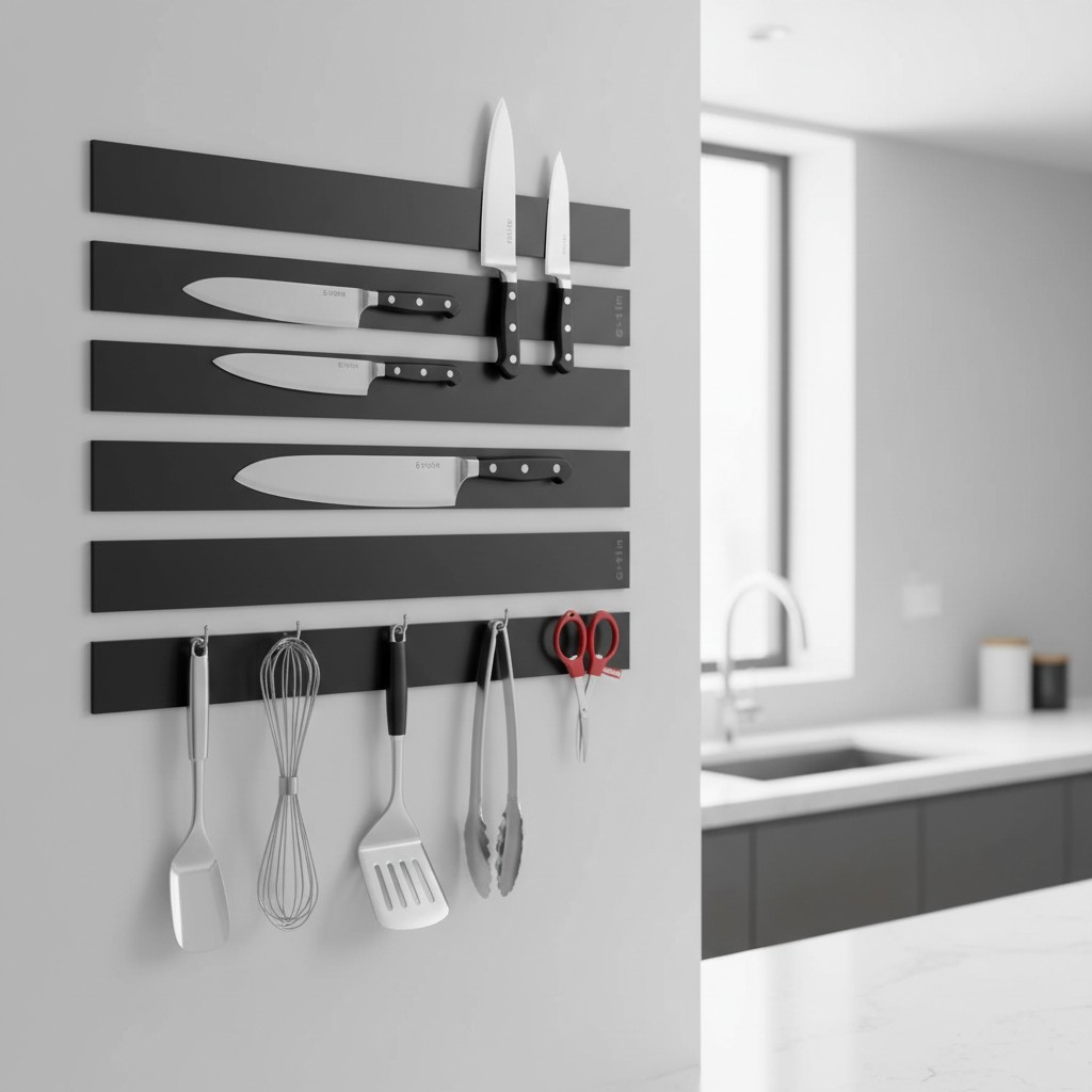 Durable Adhesive Magnetic Tool Holder Strips - 6 Black Magnetic Tape for Crafts