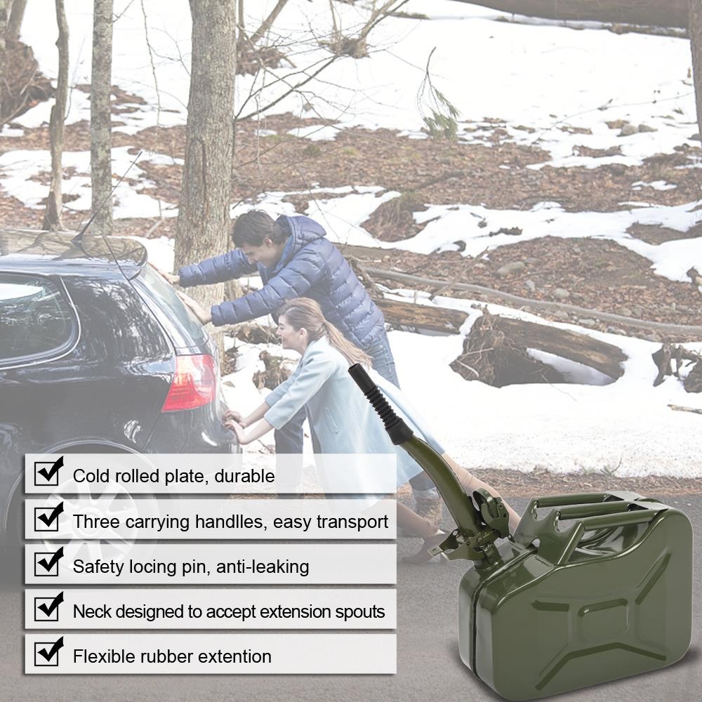 2.6 Gallon Fuel Can Backup Steel Tank Fuel Gas Gasoline Can with Pouring Spout