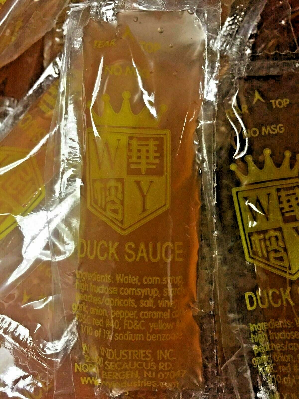 CHINESE DUCK SAUCE INDIVIDUAL PACKETS , WY BRAND DUCK SAUCE