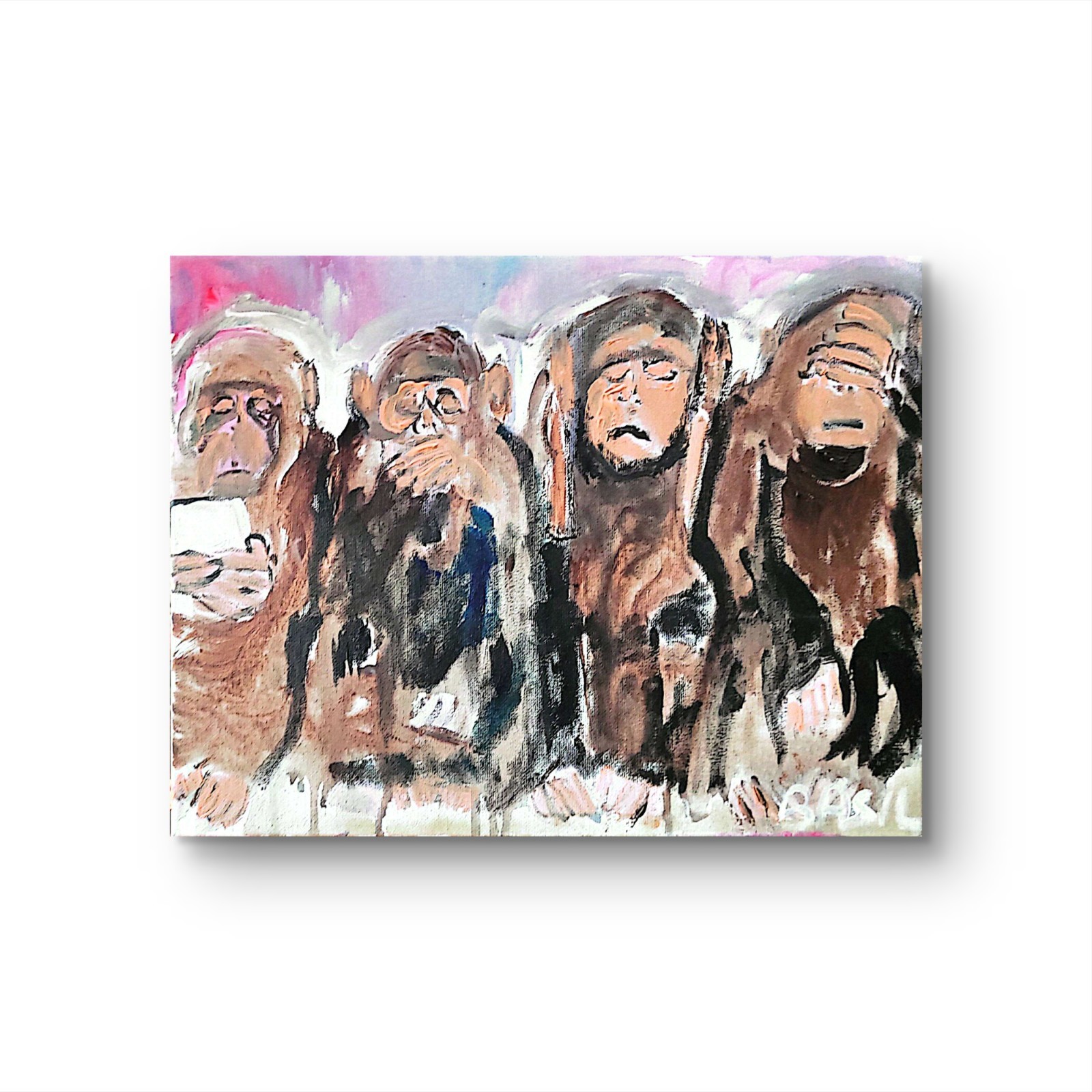 Monkeys Of Social Media Cringe Unique Abstract Expressionism Art Canvas 11x14
