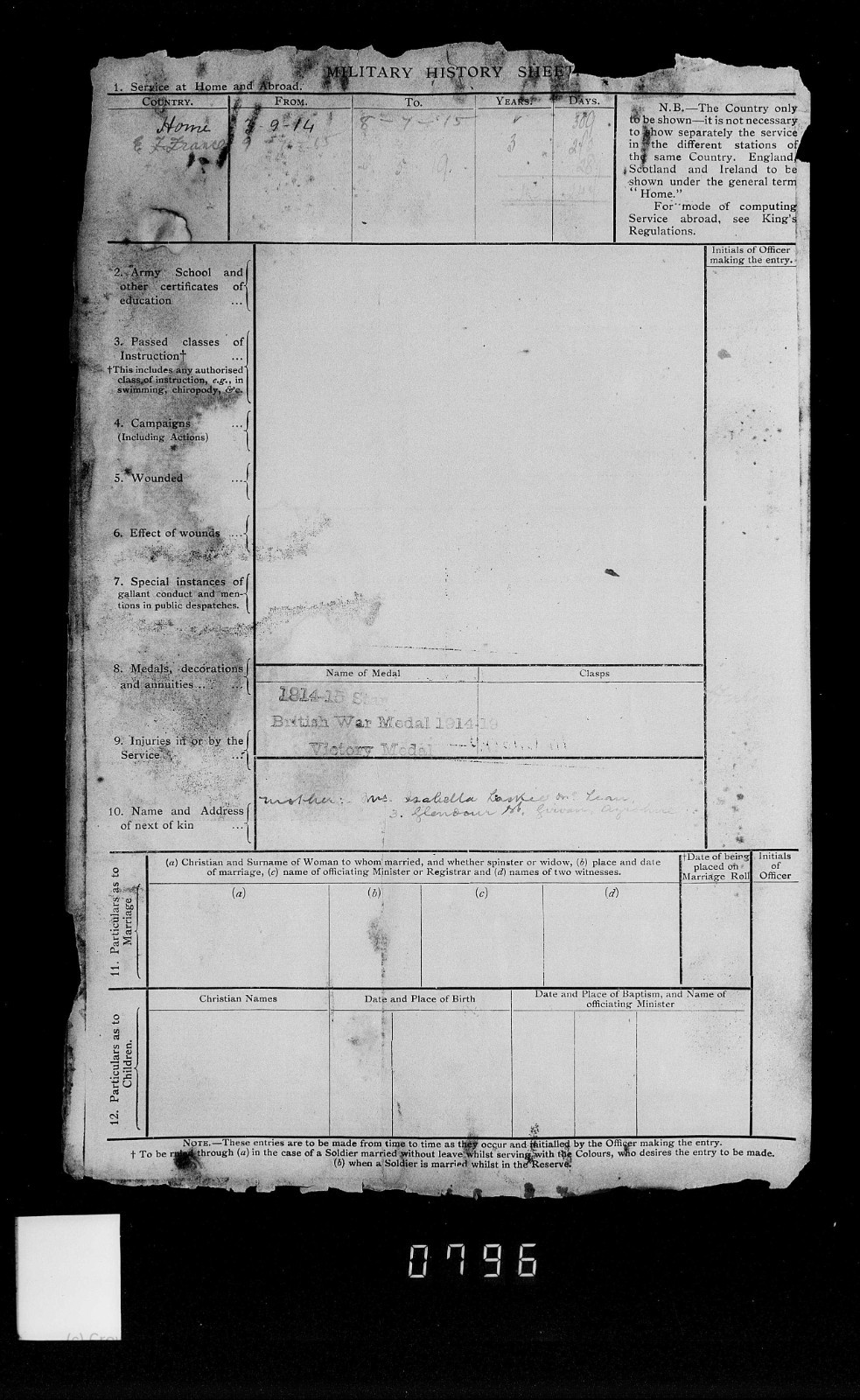 Cameron Highlanders PIPER WW1 Medal Trio 1914 Christmas Tin from Girvan, Ayr