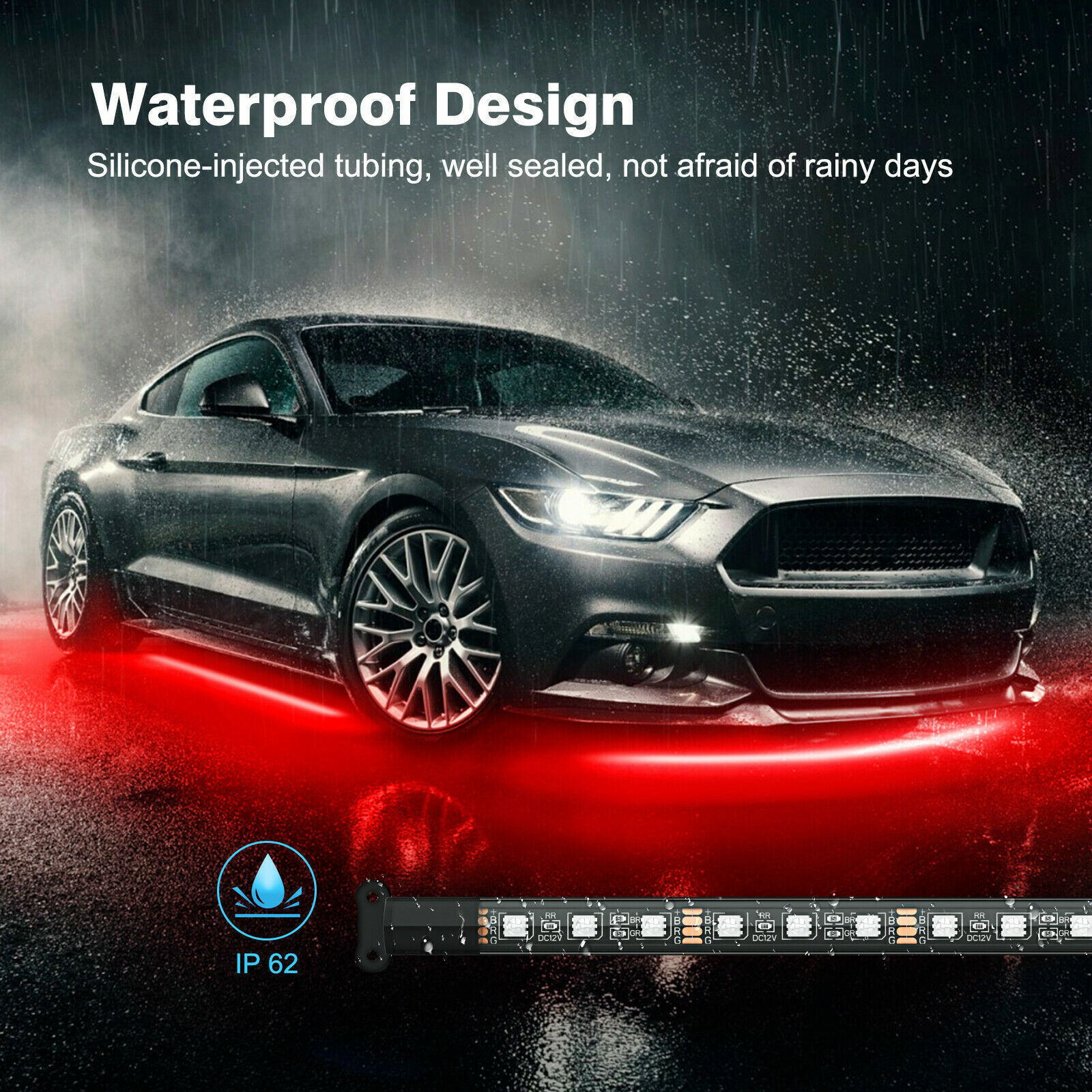 Bright 1200lm RGB Underglow Lights 4PCS Kit w/Remote for Car SUV Truck Exterior