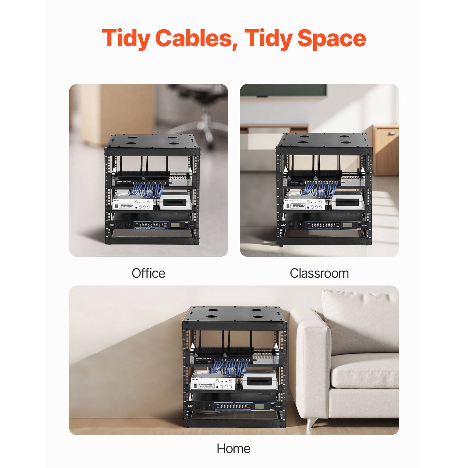 Uimoso 10U Wall-Mount Open Frame Server Rack with Adjustable Shelves