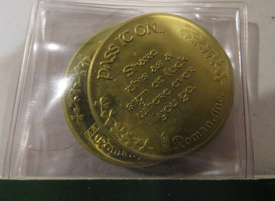 "Good Luck Token- Pass It On" 4 Pack- Roman Inc-Irish-4-Leaf Clover-St Patrick