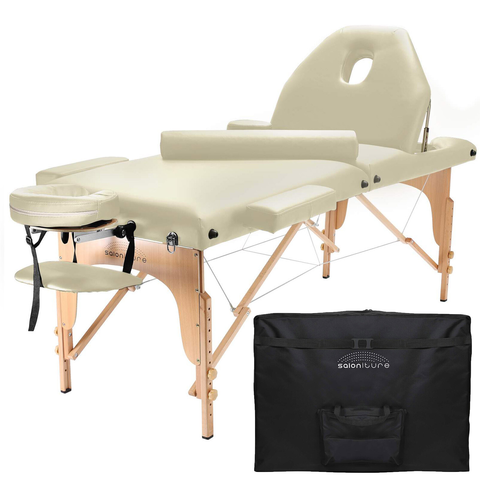 Portable Cream Massage Table with Bolster and Tilt Backrest