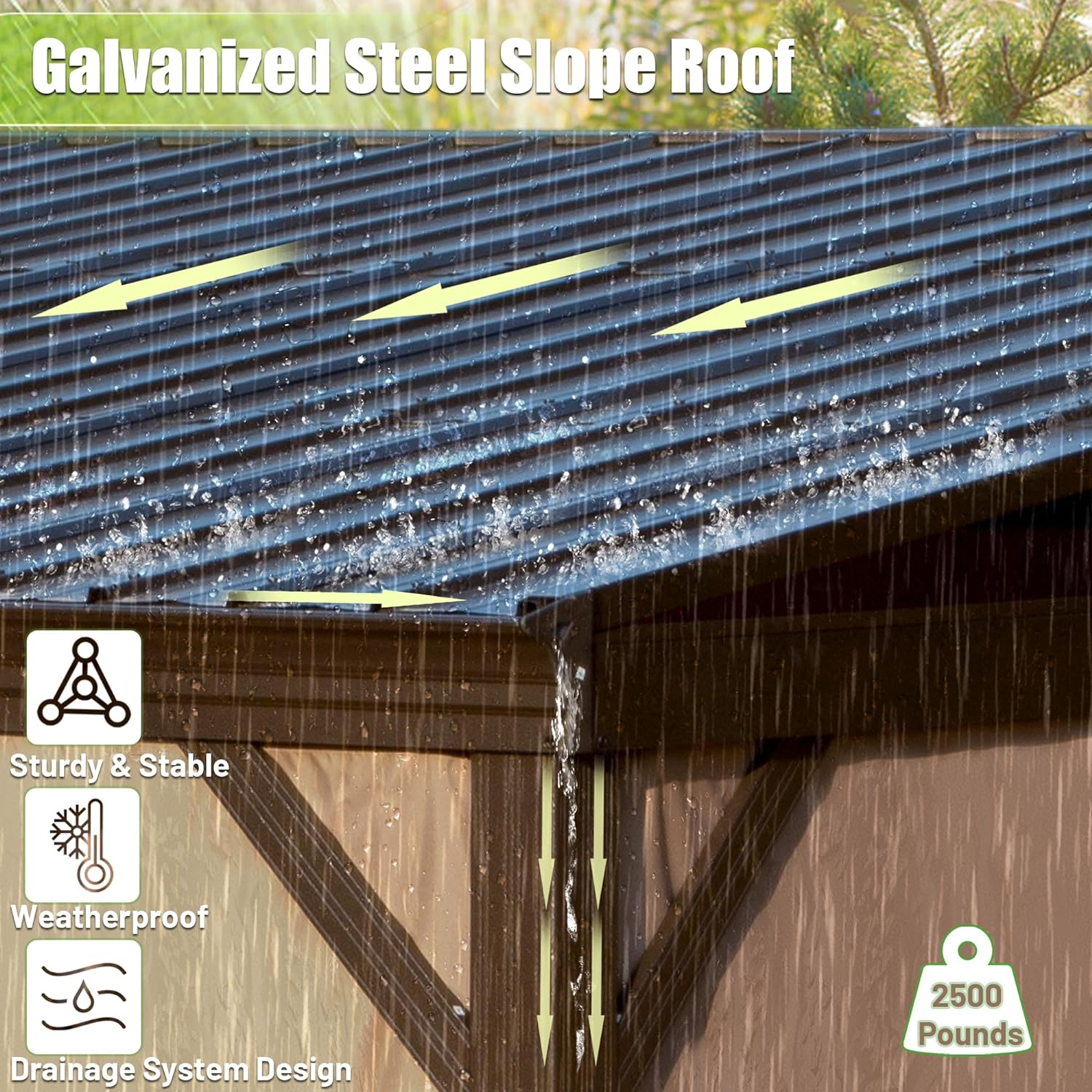 Domi 12x16FT Hardtop Gazebo Against Wall with Steel Roof