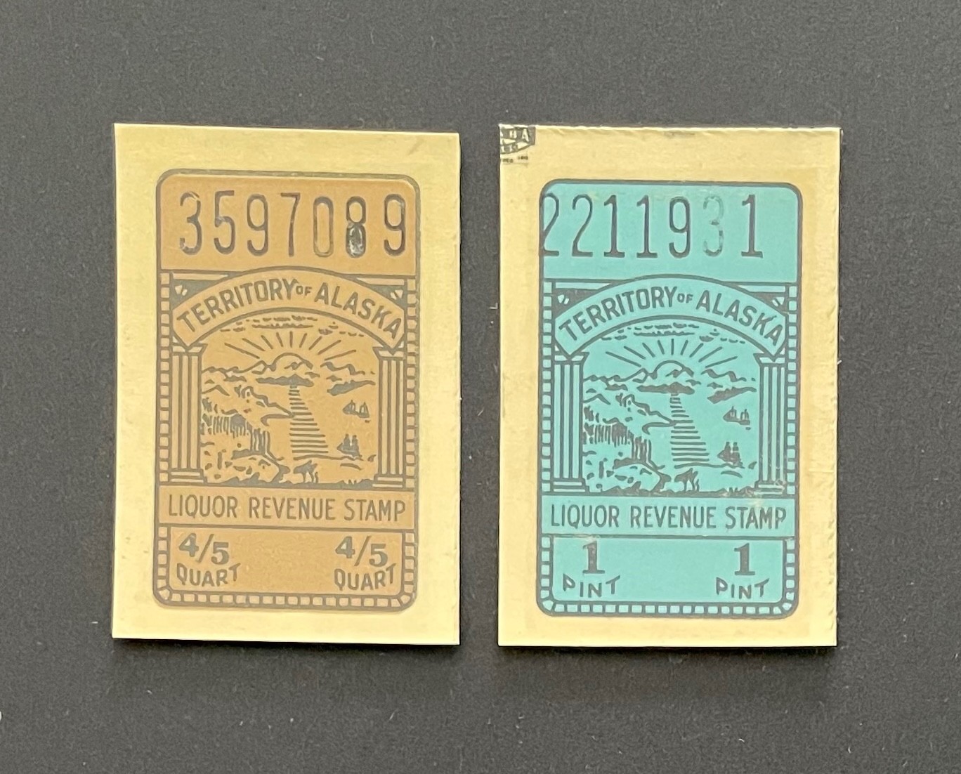 Alaska Territory (State) Revenues - Liquor Tax - 2 different - MNH - AK