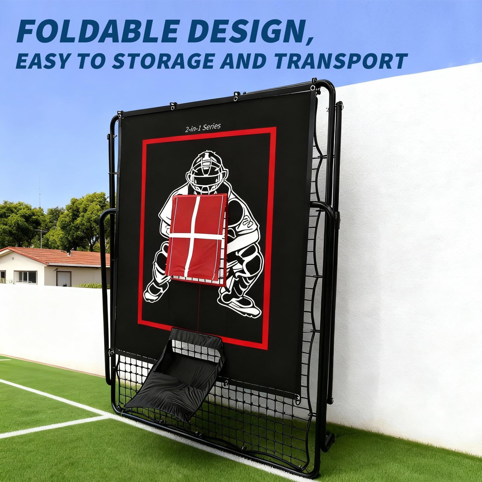 2-in-1 Baseball Pitching Target and Rebounder Net W/Strike Zone,Throwing Trainin