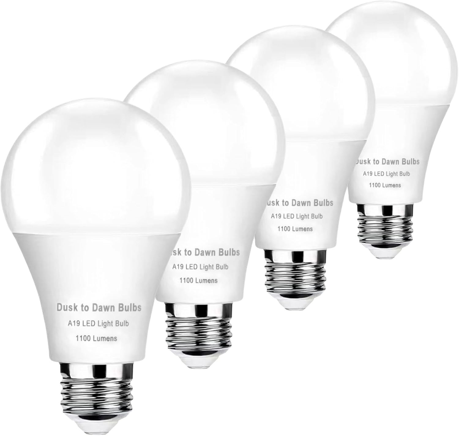 4-Pack Dusk to Dawn Light Bulbs Outdoor 75 Watt Equivalent, Automatic On/Off Sen