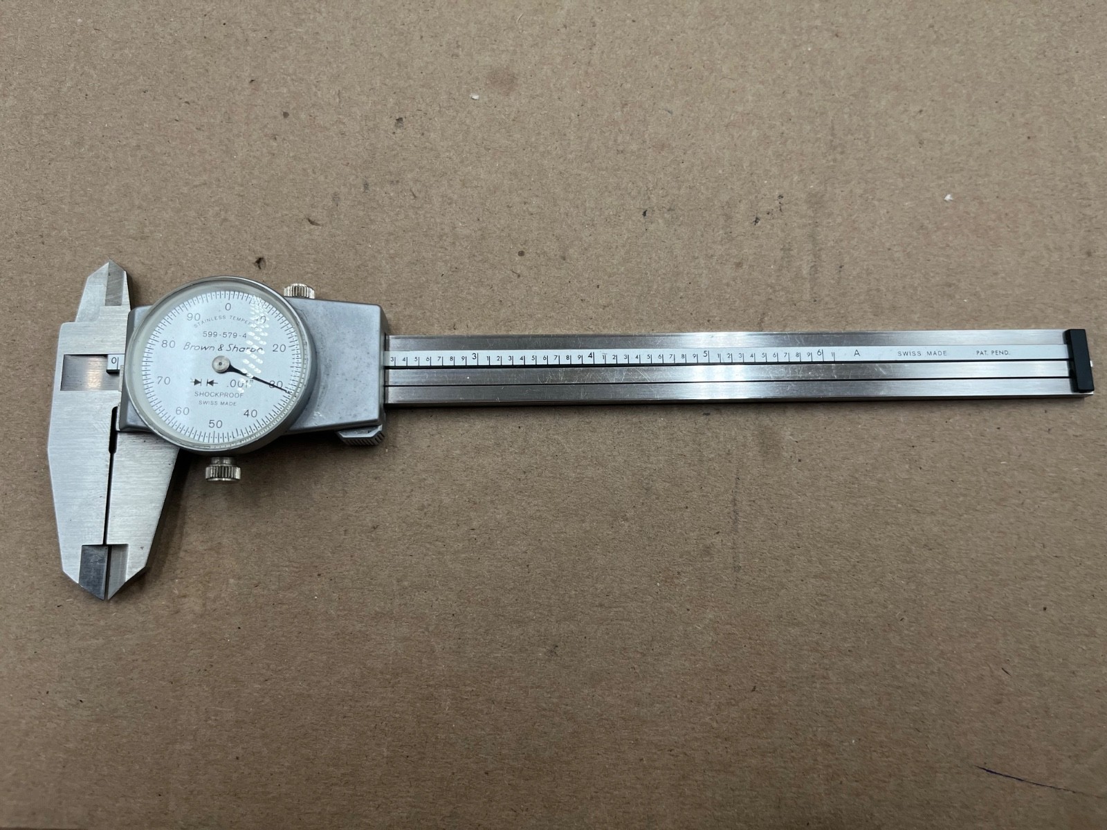 Brown & Sharpe 6” Dial Caliper 599-579-4 .001" Swiss Made