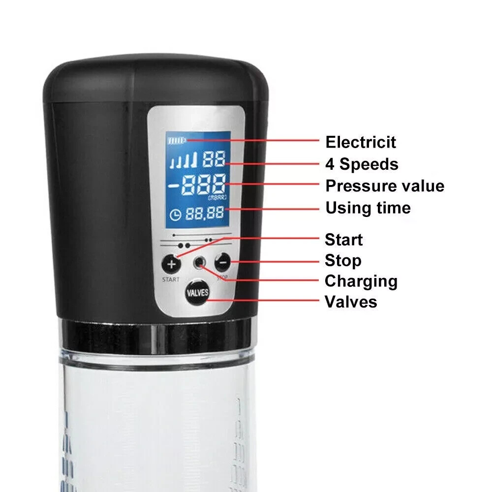 Vacuum Electric Penis Pump Digital rechargeable Male Men Penis Enlarger Growth