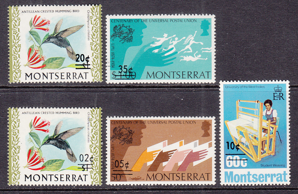 Montserrat #314 - 318 Mint Never Hinged 1974 Birds, Flowers complete set of 5
