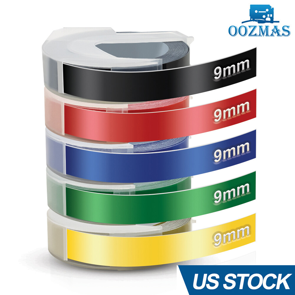 5PK Dymo 3D Embossing Label Tape 9mm for Dymo Organizer Xpress Label Maker 3/8"
