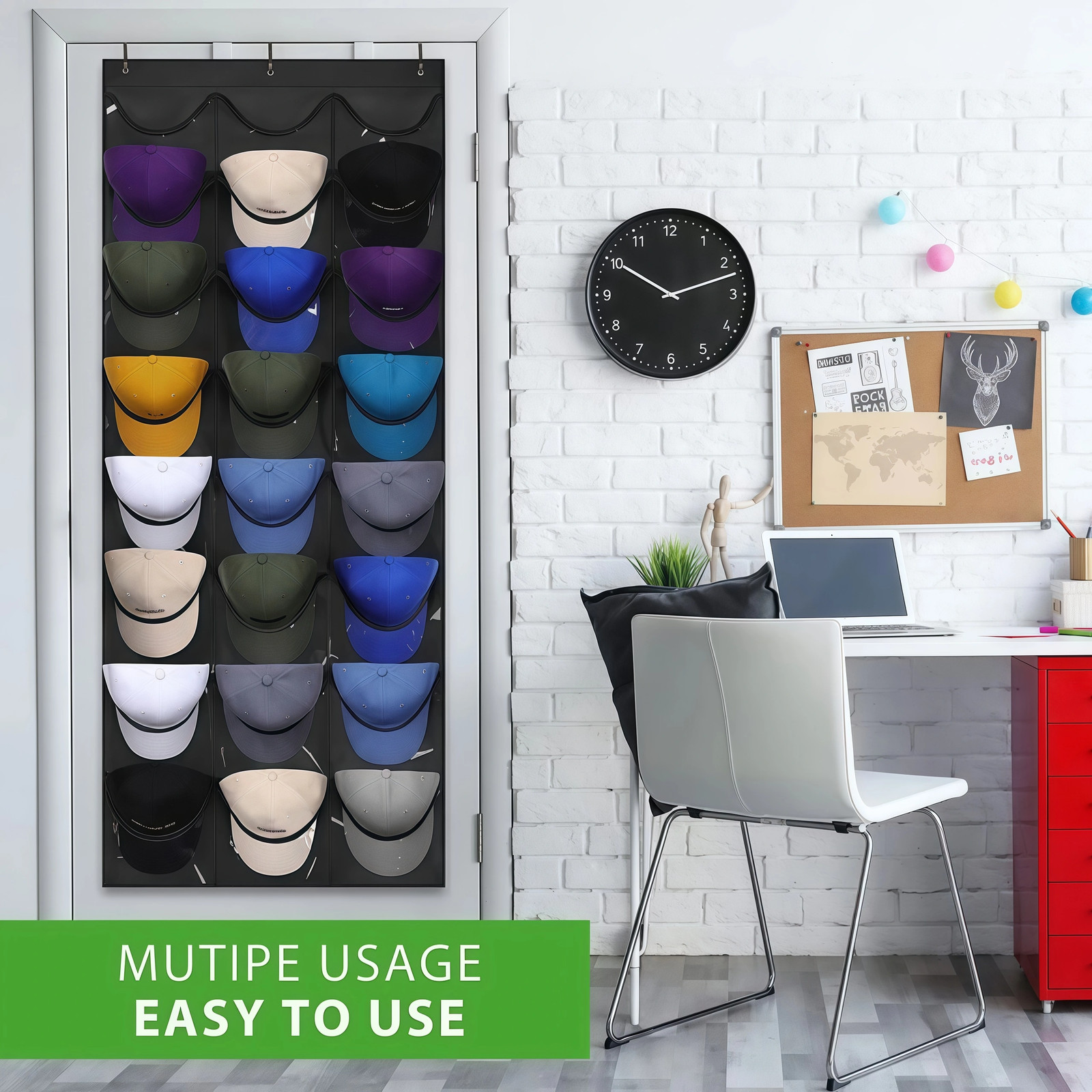 Hat Organizer Racks for Baseball Caps 24 Deep Pockets Visible Hat Holder Rack US