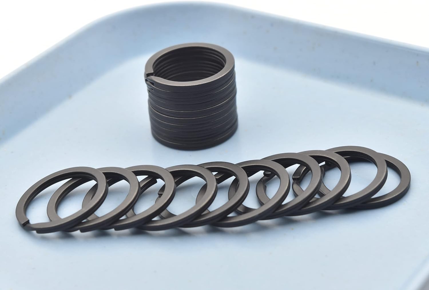 20 Pack Key Ring Keychain 1 Inch 25mm Diameter Metal Flat Split Black