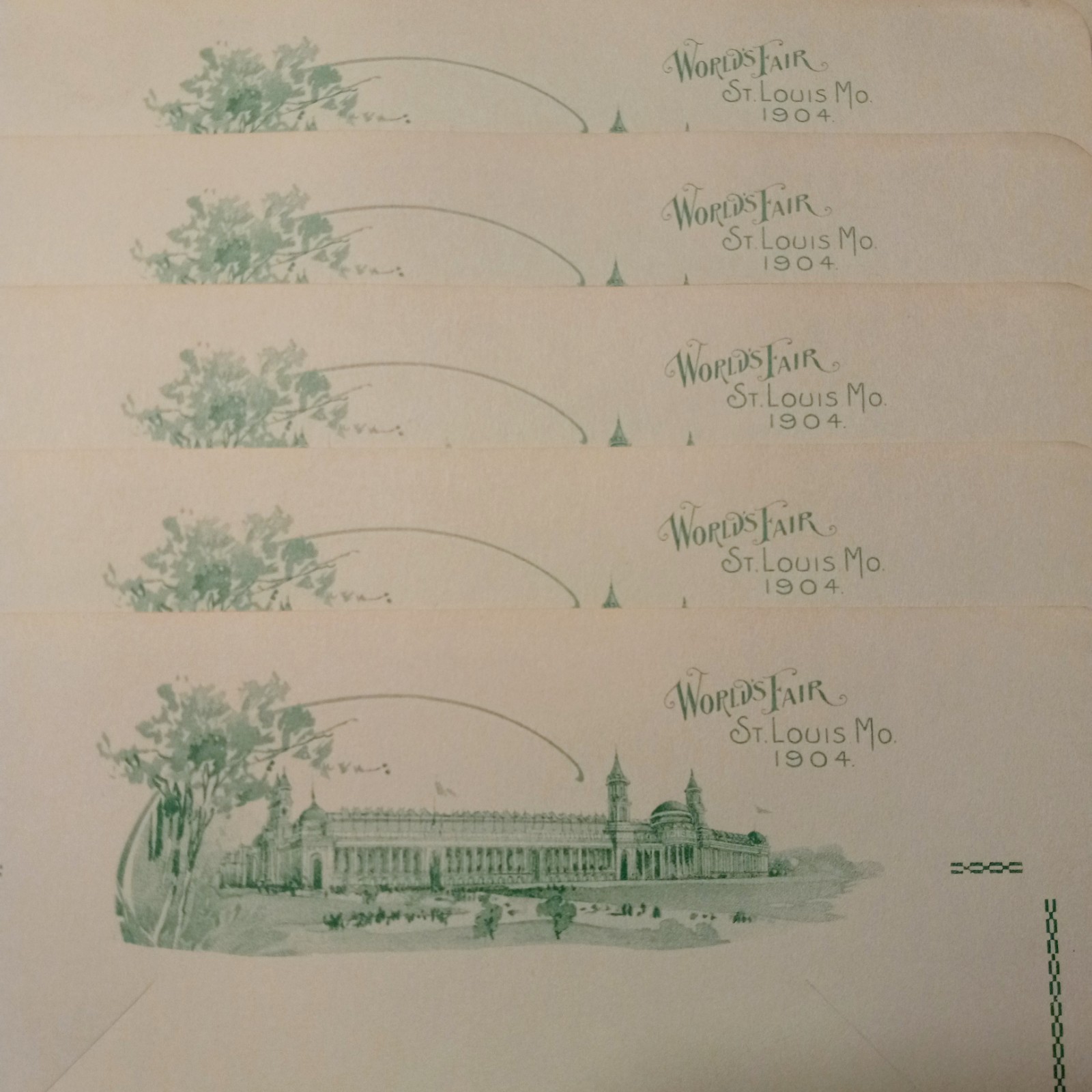 1904 St. Louis World's Fair Postcard Album Sheets / lot of 10 unused