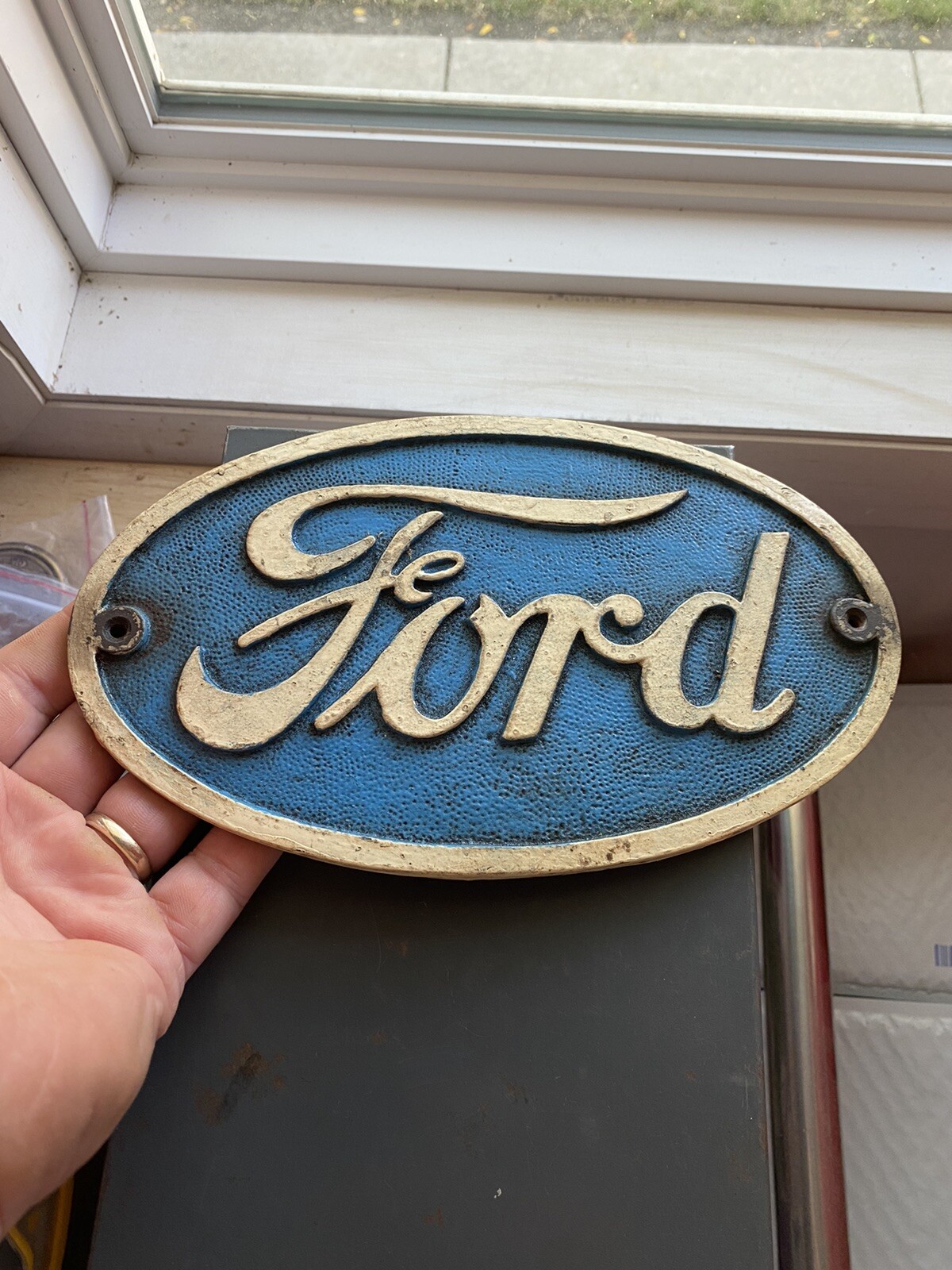 Henry Ford Motor Plaque Sign Patina Hotrod Mustang Auto Truck SOLID CAST IRON