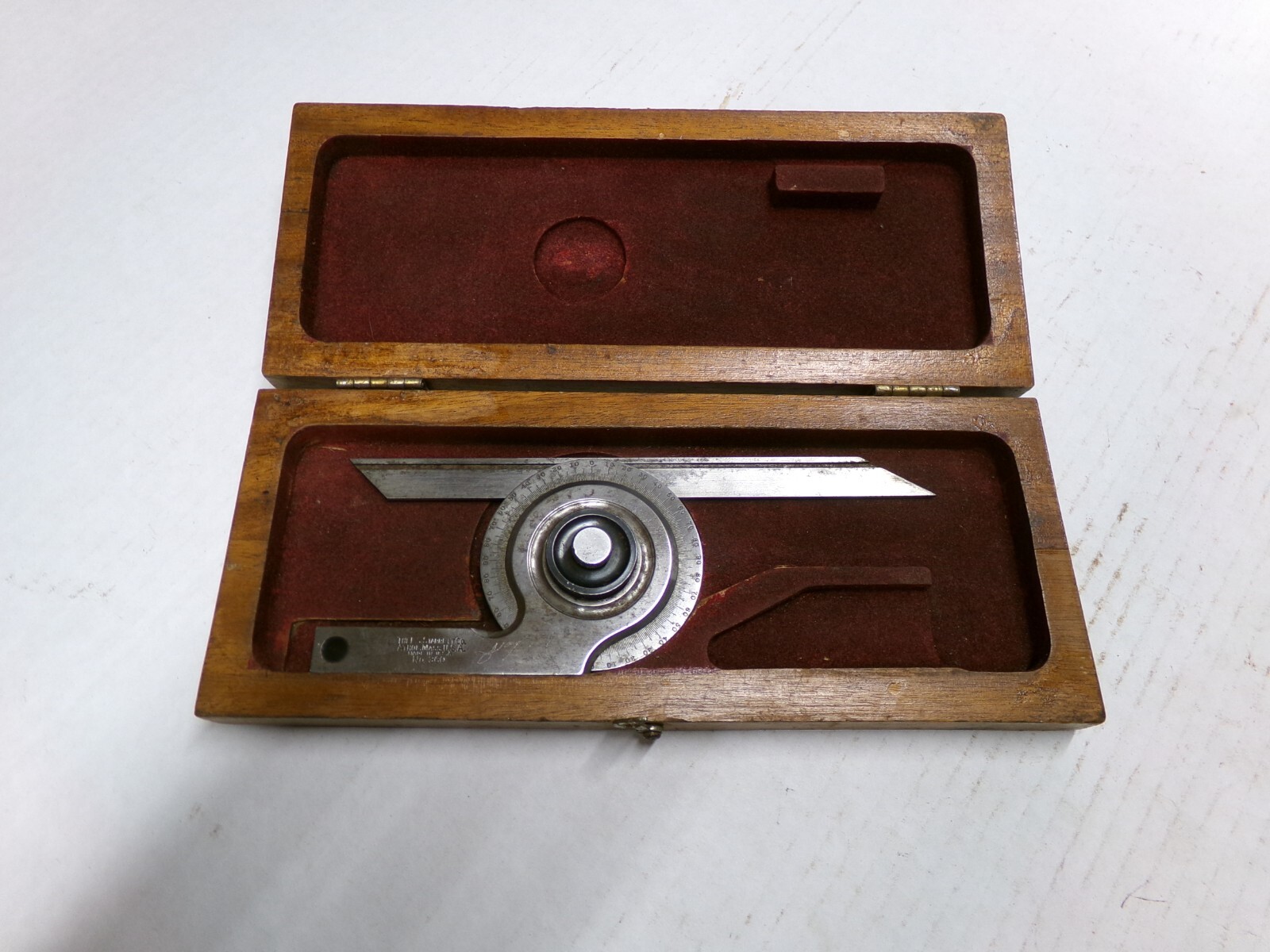 Starrett No 360 Protractor In Wooden Case Incomplete