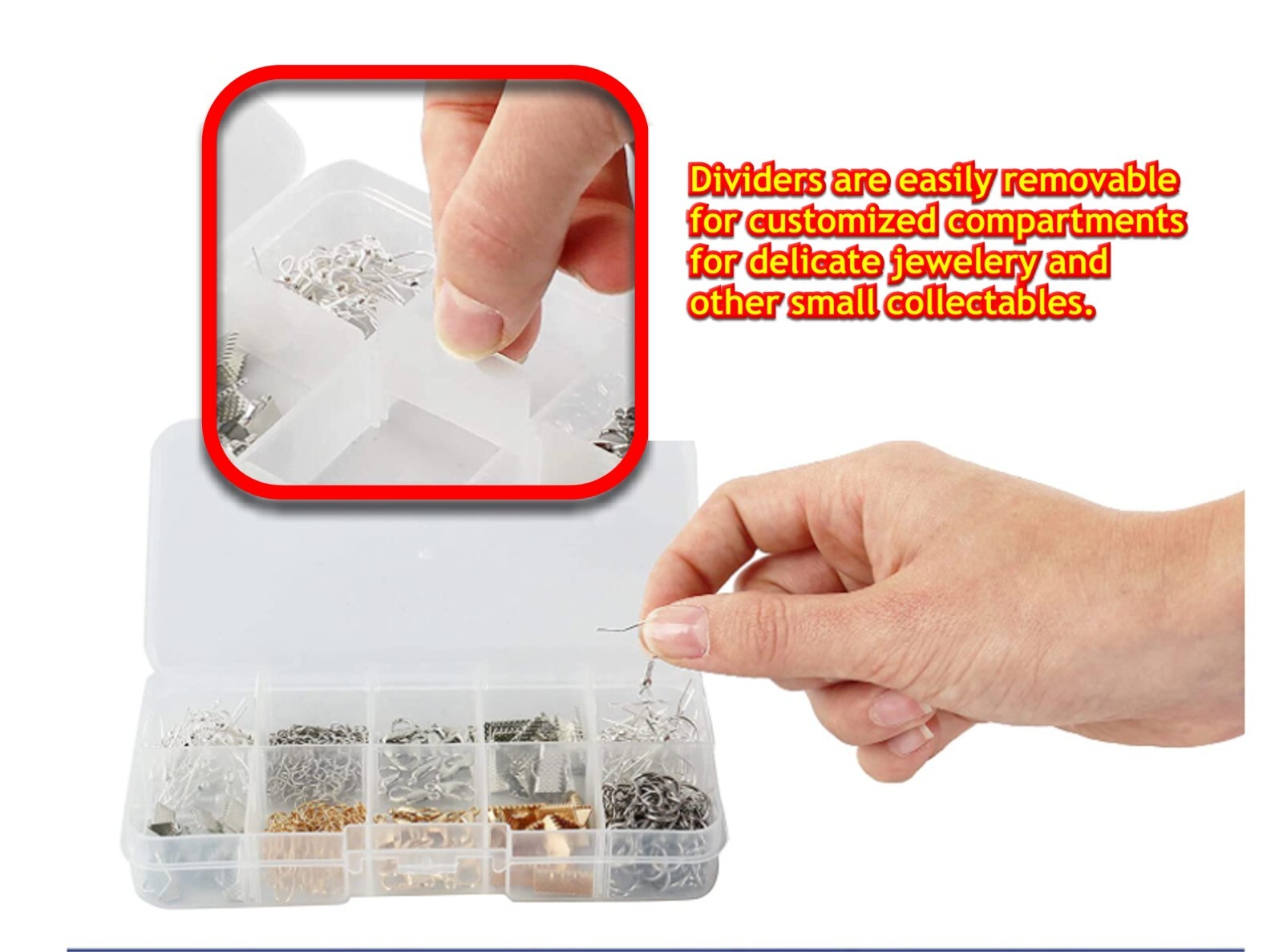 6-Piece Clear Jewelry Box Bead Storage Craft Container Set