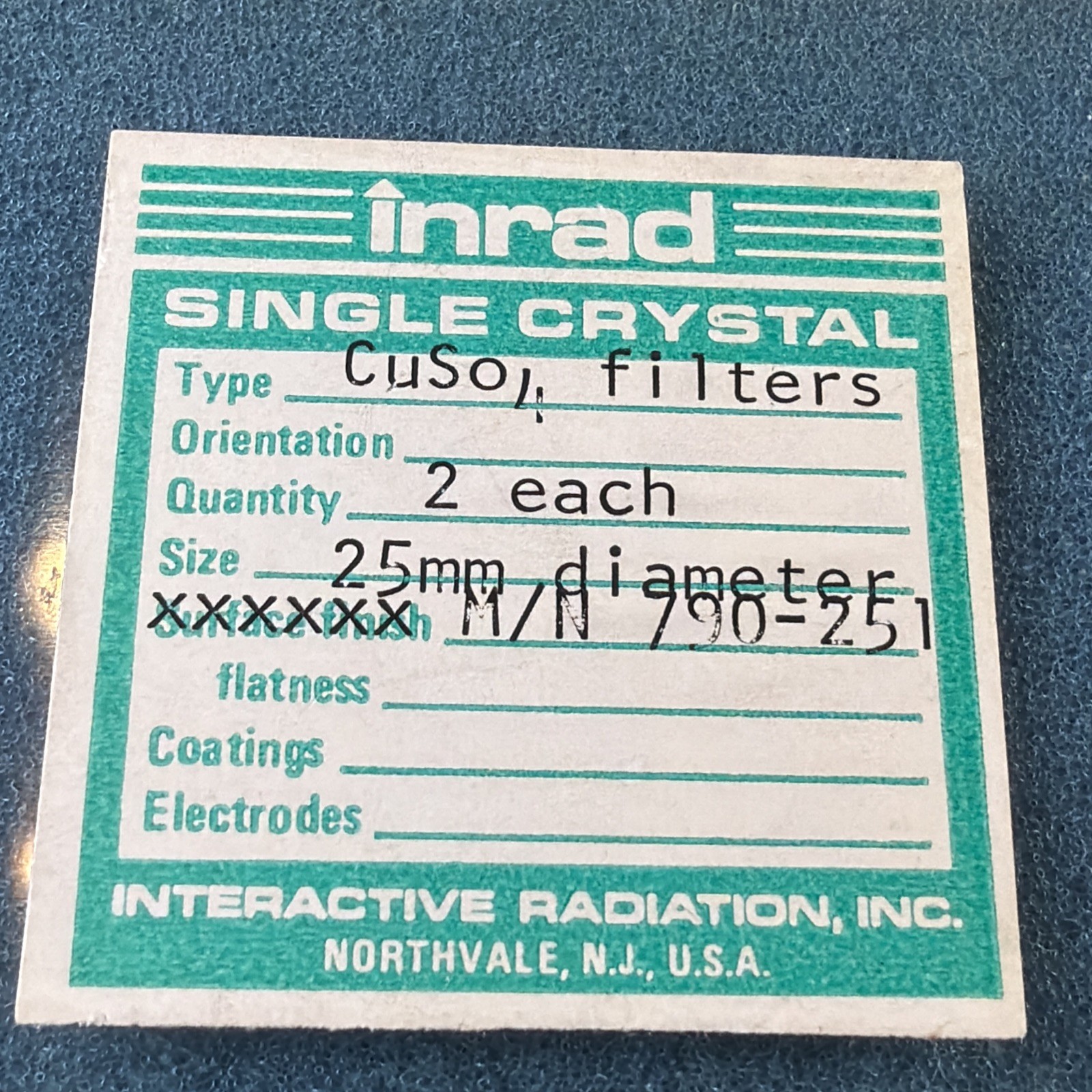 (4) 25.4mm Dia. Optical Windows / Glass. 1.42mm Thick