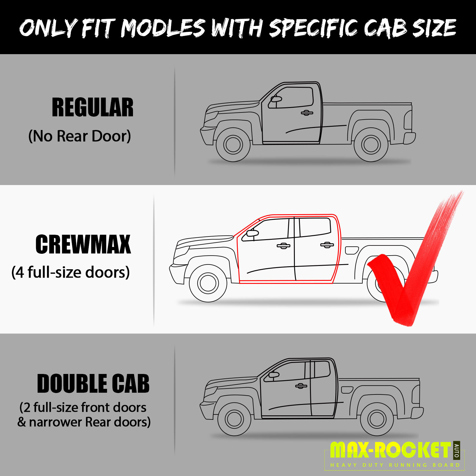 Fit 2017-2024 FORD F250 F350 F450 Superduty Crew Cab Running Board Bar Side Step