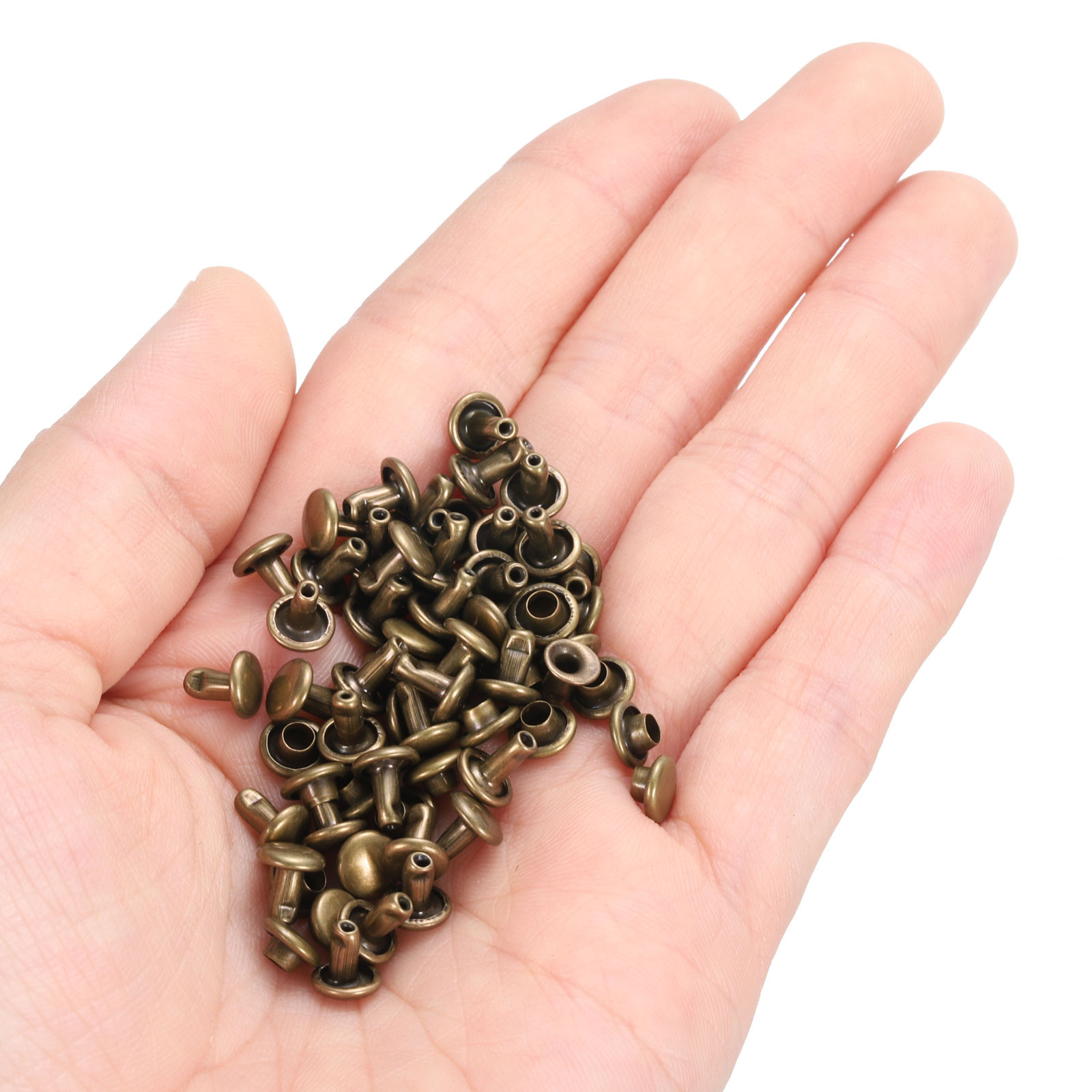 100 Sets Leather Rivets 6x6mm Double Cap Rivets Bronze