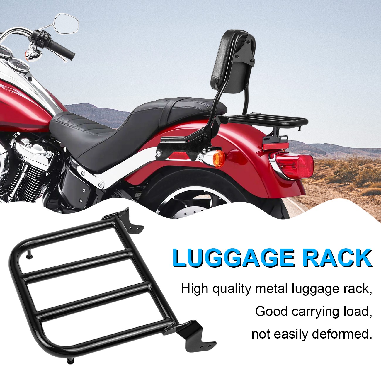 Sissy Bar Upright Passenger Backrest For Harley Softail FLDE FLHC 2018-25 Black