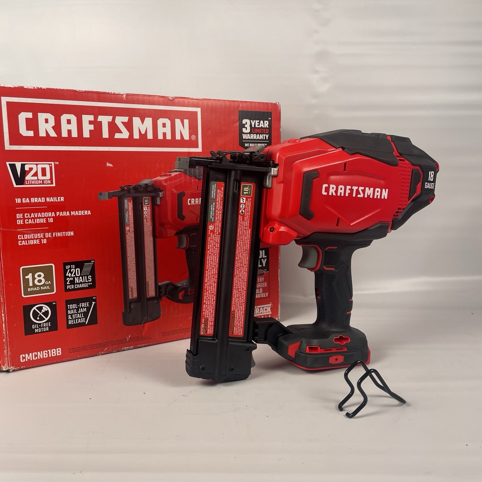 CRAFTSMAN V20 Brad Nailer, 18GA, Cordless, Bare Tool Only (CMCN618B)