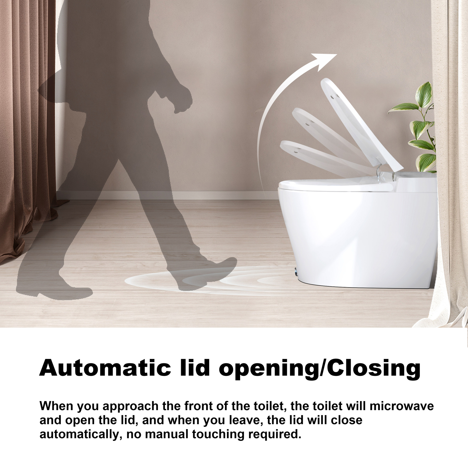 HOROW Modern Bidet Electric Smart Toilet W/ Seat, Radar Sensor, Auto Open Close