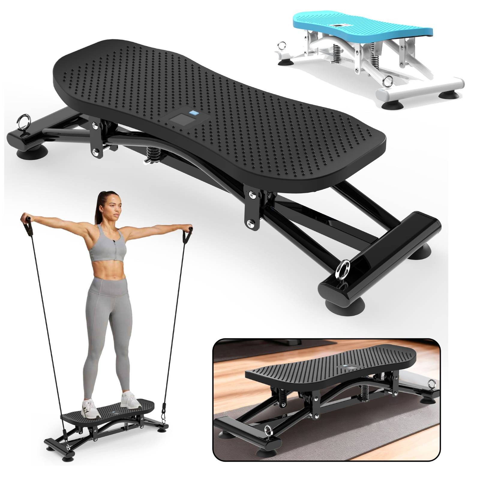 Sliding Ski Simulator with Resistance Bands Full-Body Fitness Training Machine