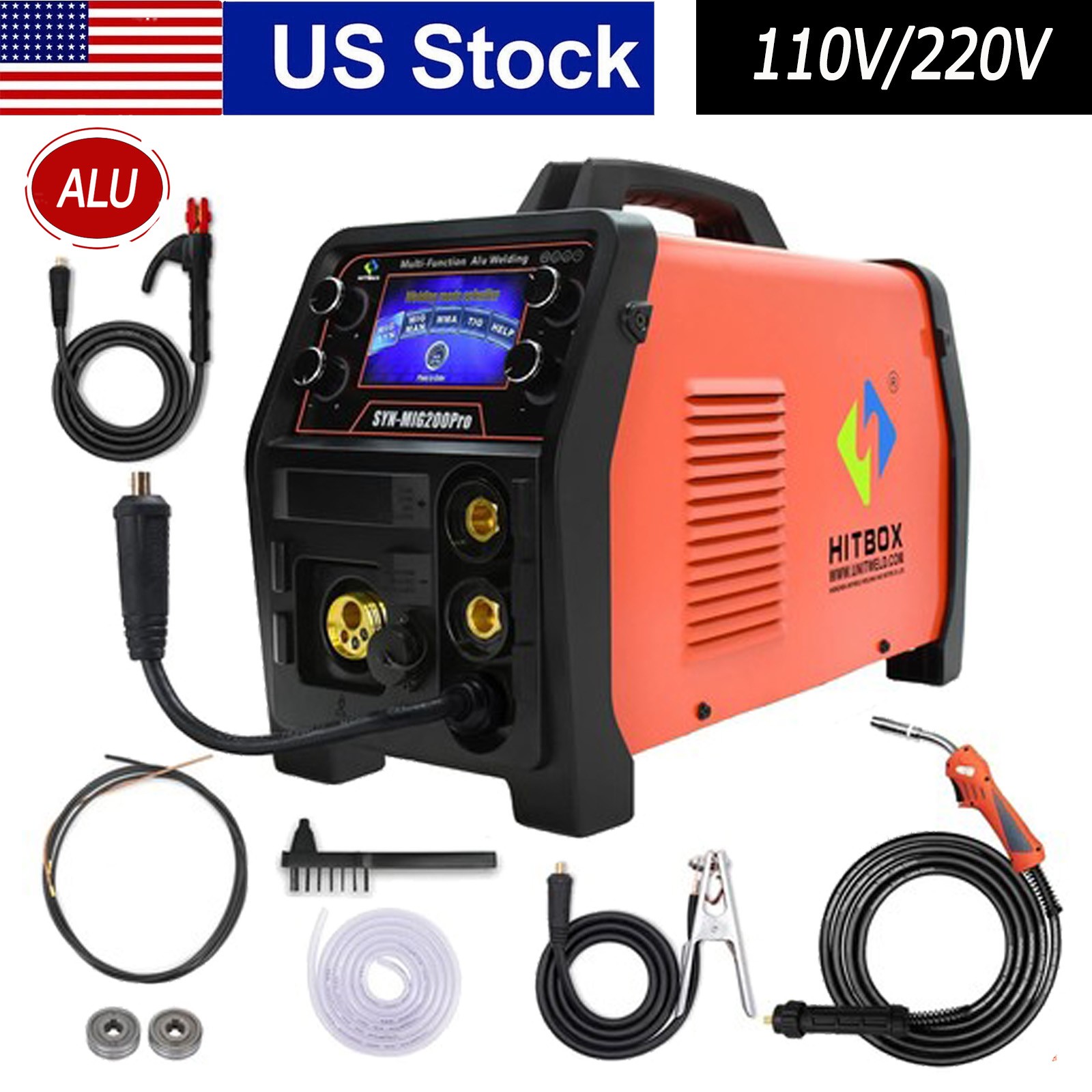 Dual Voltage 200A 5in1 Combi MIG Welder TIG MMA MIG IGBT Inverter for Alu,Steel