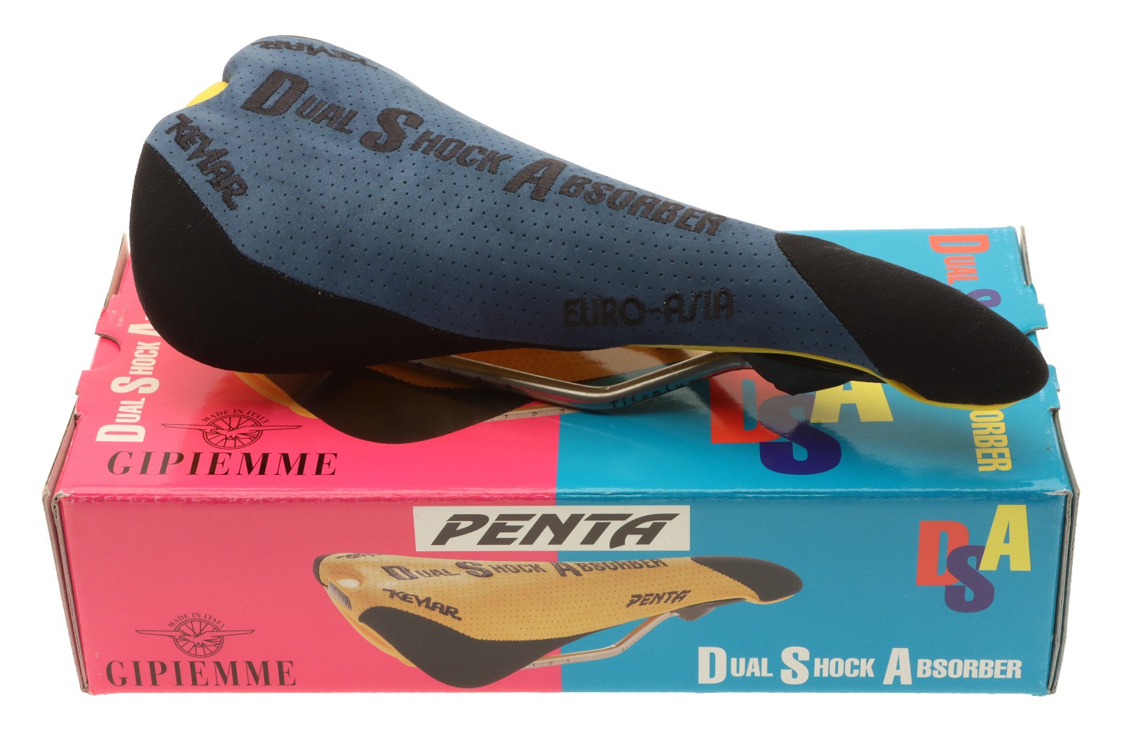 Gipiemme & EuroAsia Penta Saddle Dual Shock Absorber Ti Rails Blue NEW NIB NOS