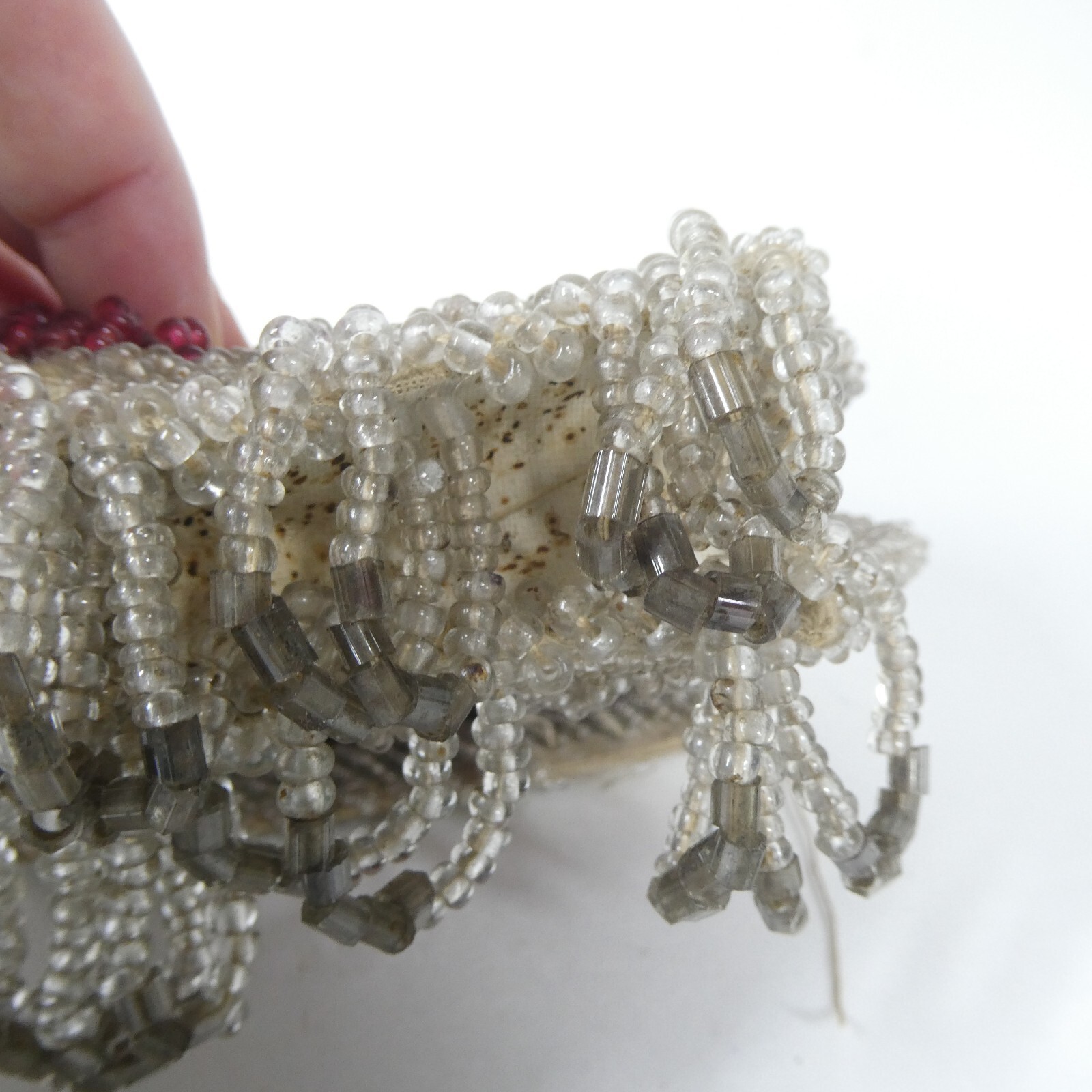 Beaded Purse Antique Iroquois? Fringed Beadwork Bag Whimsy AS IS