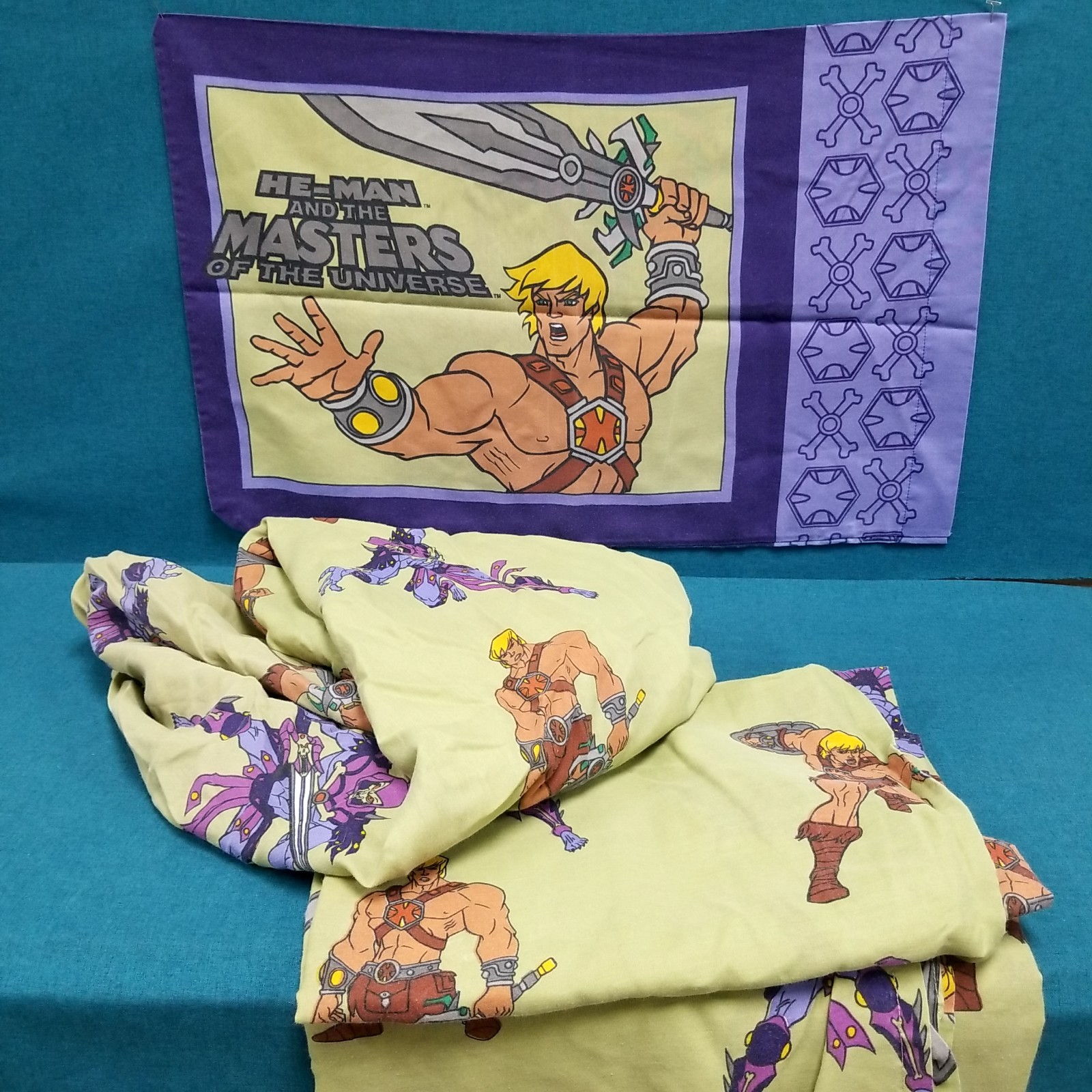 VTG 2002 Mattel Masters of the Universe He Man Skeletor Fitted/Flat/Pillow Sheet