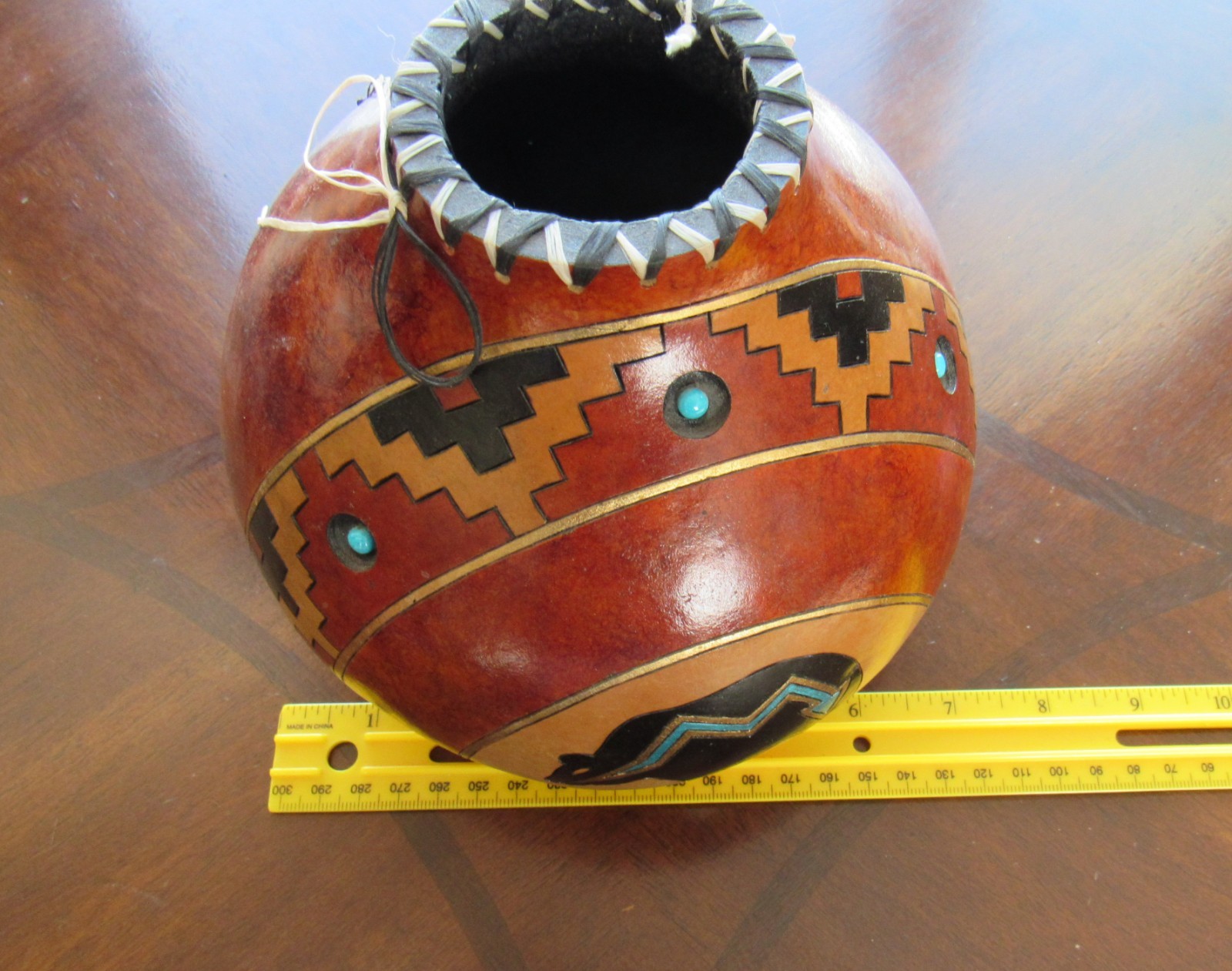 Gourd Art Southwestern Home Decor Handmade by Karen Matheke/Turquoise.