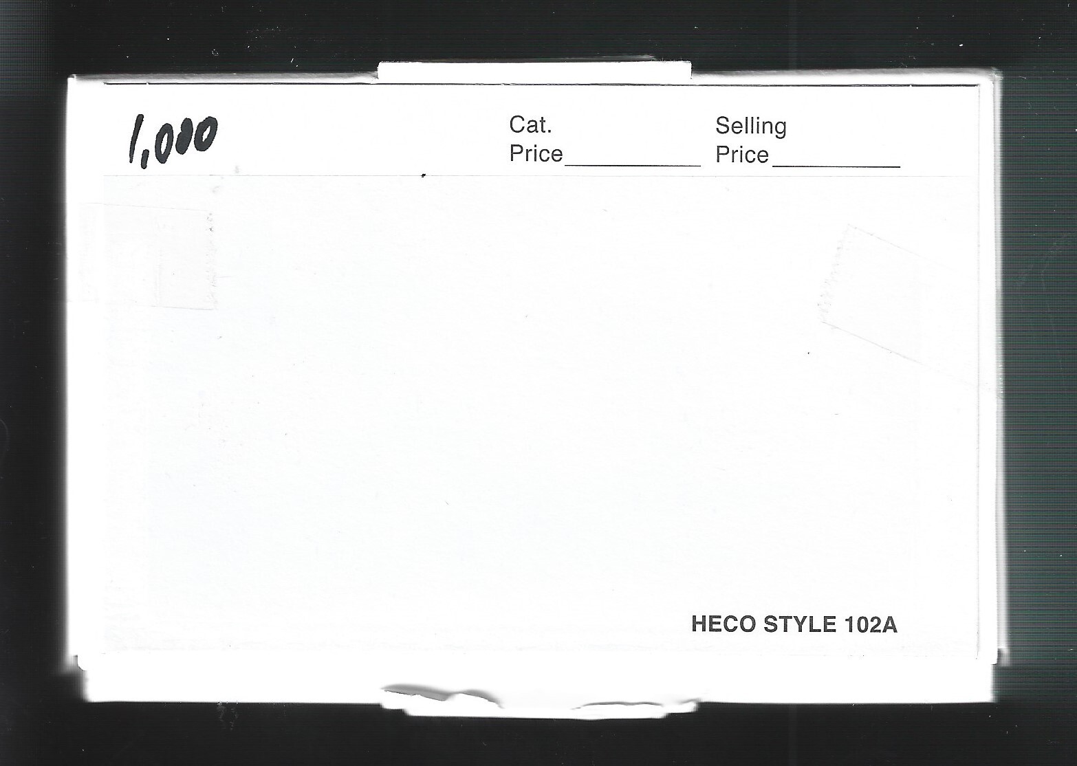 Box of 1000 HECO or Uni-Safe 102A Cards White 4-1/4 x 2-3/4 FREE US SHIPPING