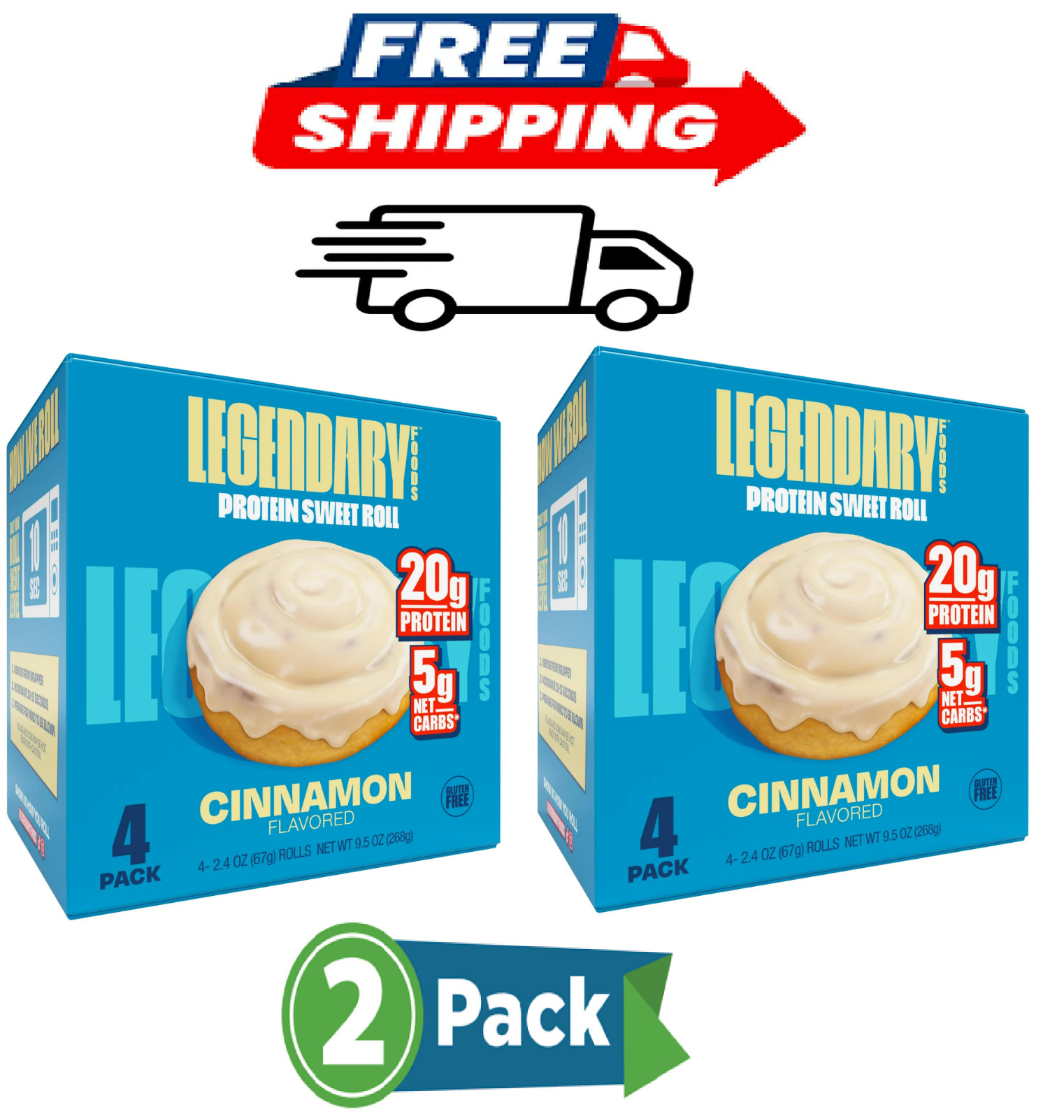 Legendary Foods Protein Sweet Roll - Cinnamon 4 Pk 2 Boxes