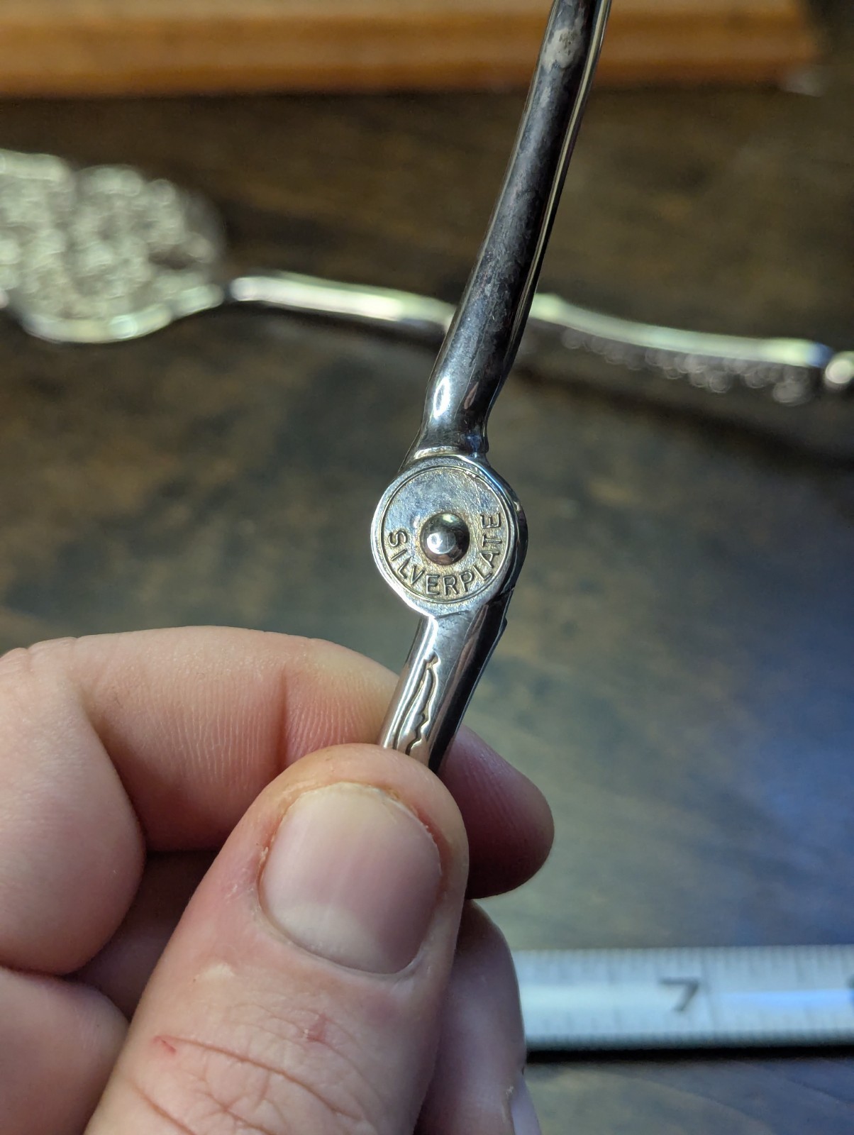 Silverplate Zinc Alloy Salad Tongs Vintage Ornate Dessert Service SEPARATED 8.5"