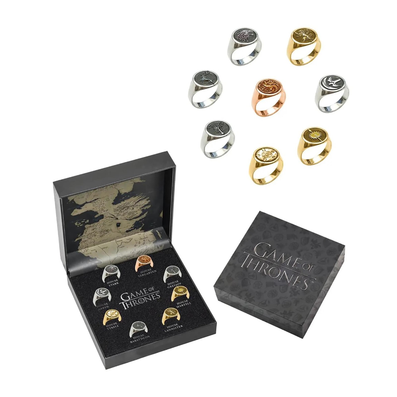 GAME OF THRONES "HOUSES RING SET" 8 ring set NEW