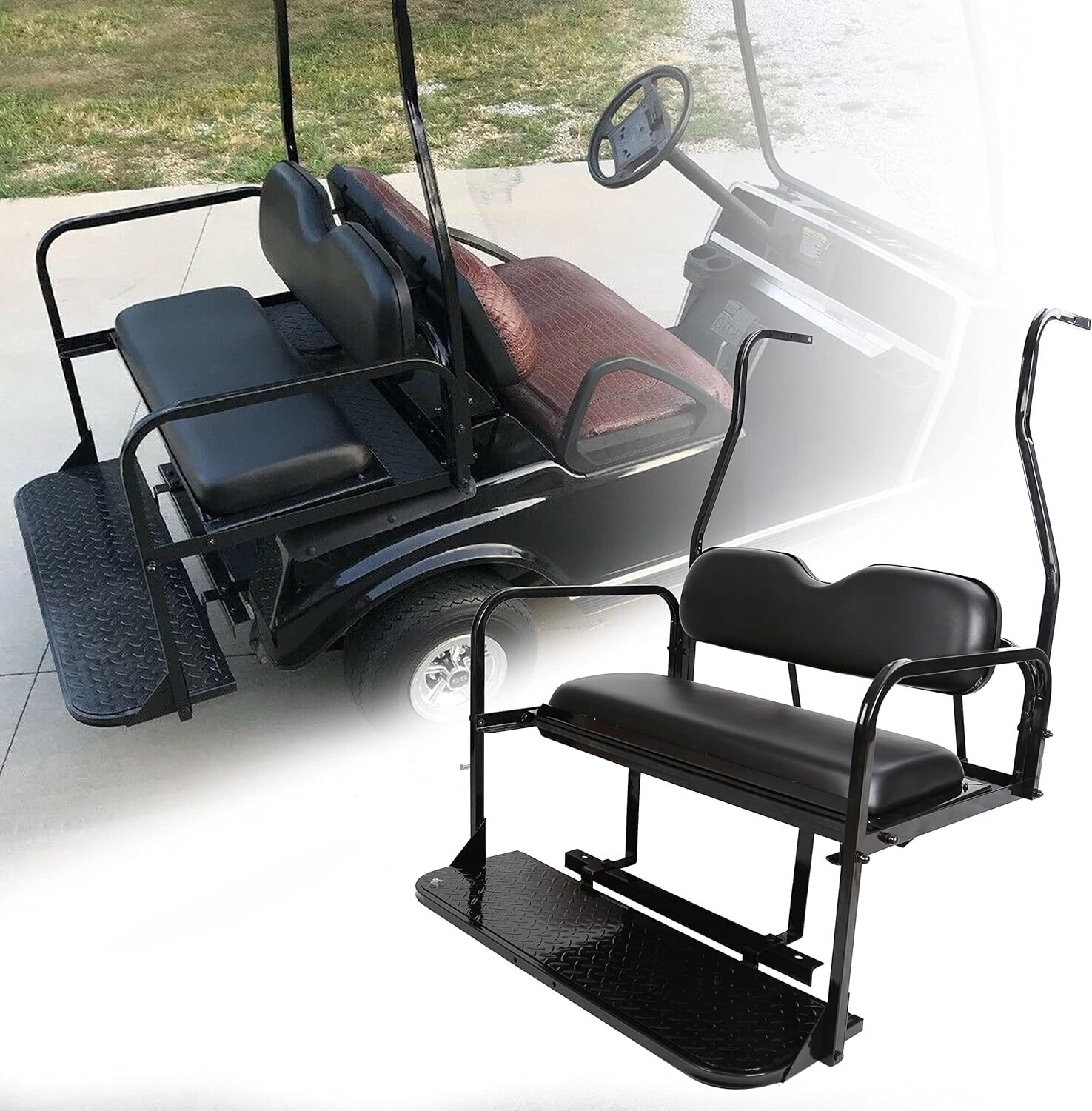 Flip Folding Rear Seat Kit Back Seat For 2000.5-Up Club Car DS Golf Cart 400 lbs