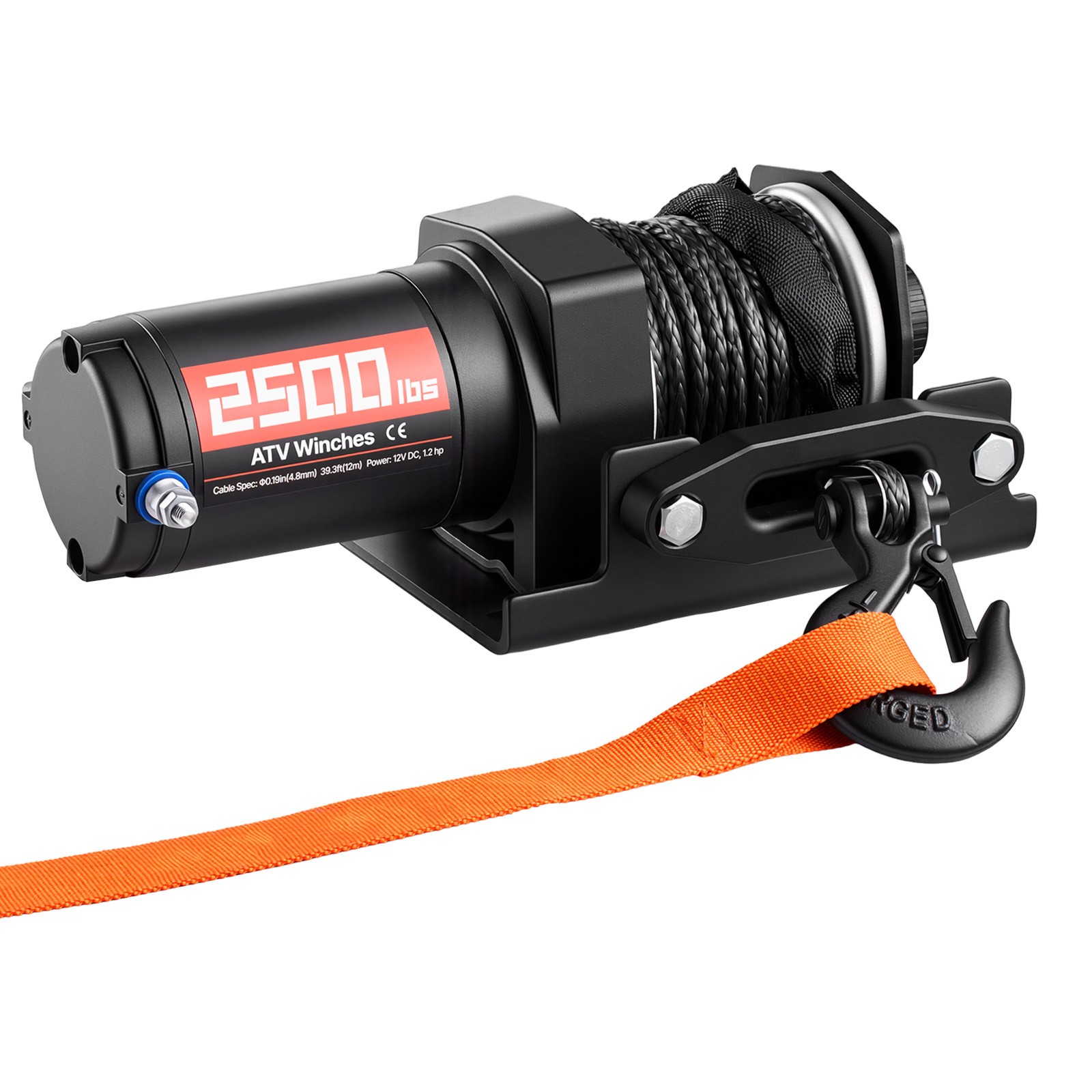 Uimoso 2500 lbs 12V Electric Winch with Synthetic Rope and Wired Remote Control