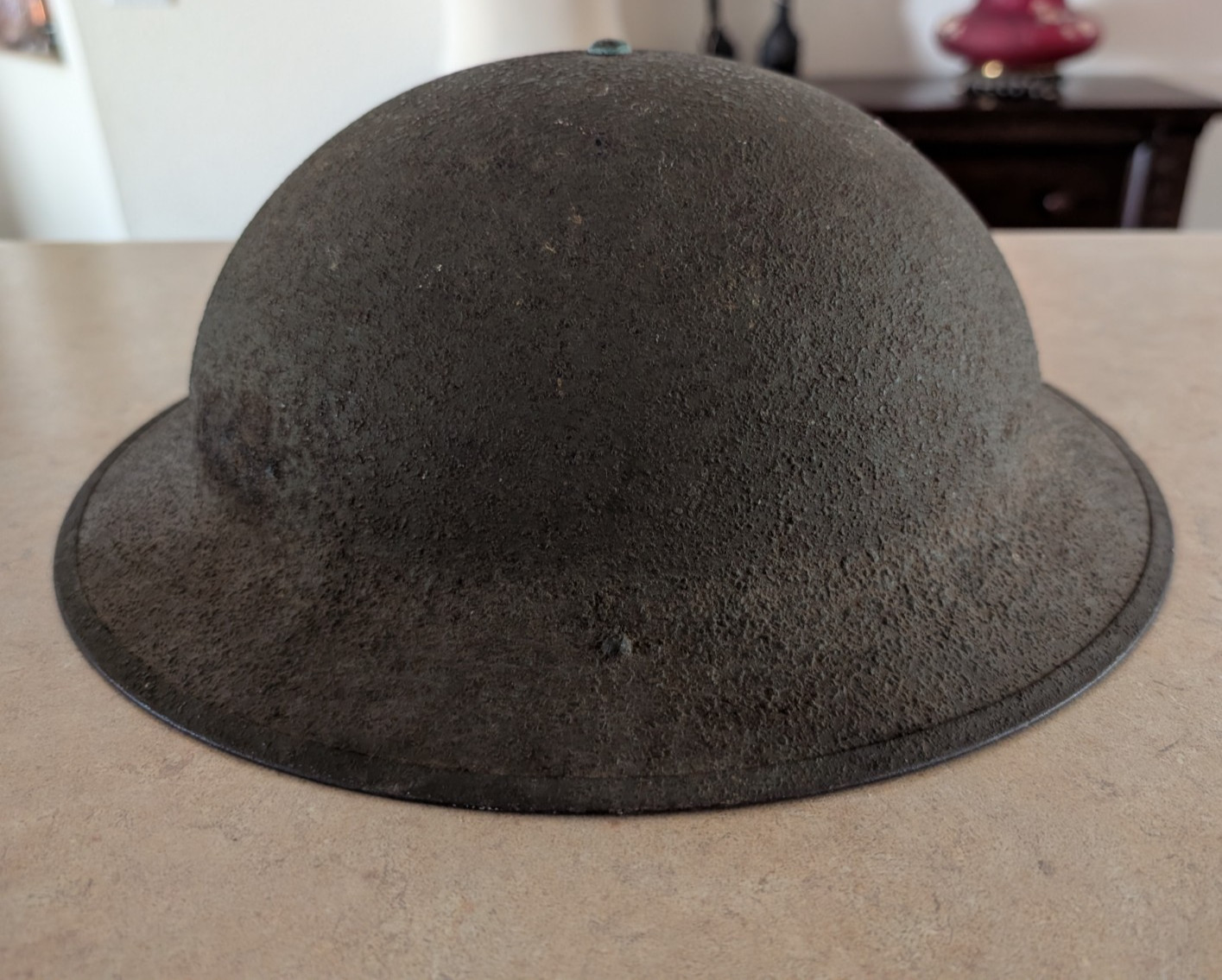 WW2 M1917A1 KELLY Helmet with Leather Liner Chin Strap Skull Pad 1930s 8C
