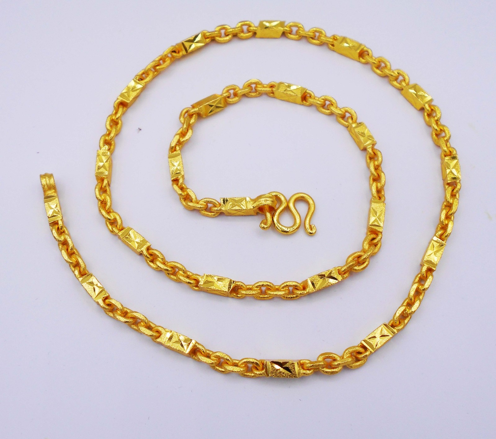 23K 24K THAI YELLOW GOLD Plated Necklace 24 Inch 50 Gram 4 MM Jewelry For Him