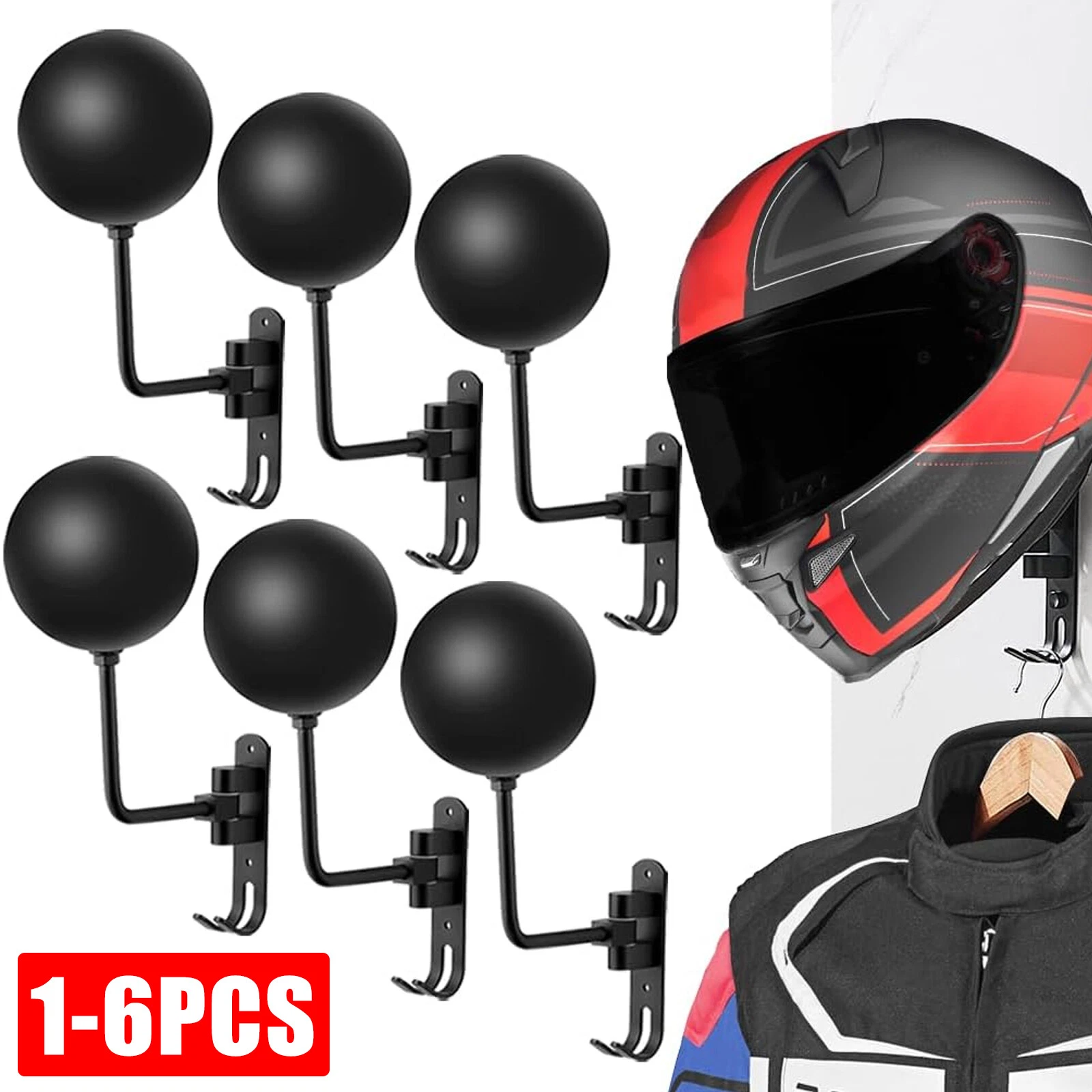 2/4/6PCS Motorcycle Helmet Holder Hook Jacket Bag Display Rack Wall Mount Hanger