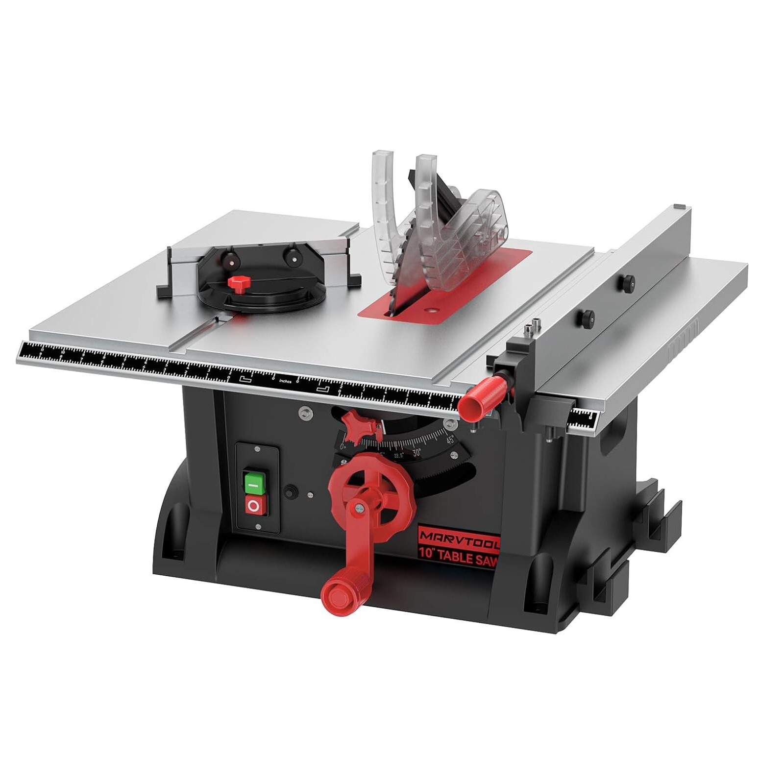 10in Portable Table Saw 15Amp Compact Tablesaw with 36T Blade 4600RPM 0-45&90°