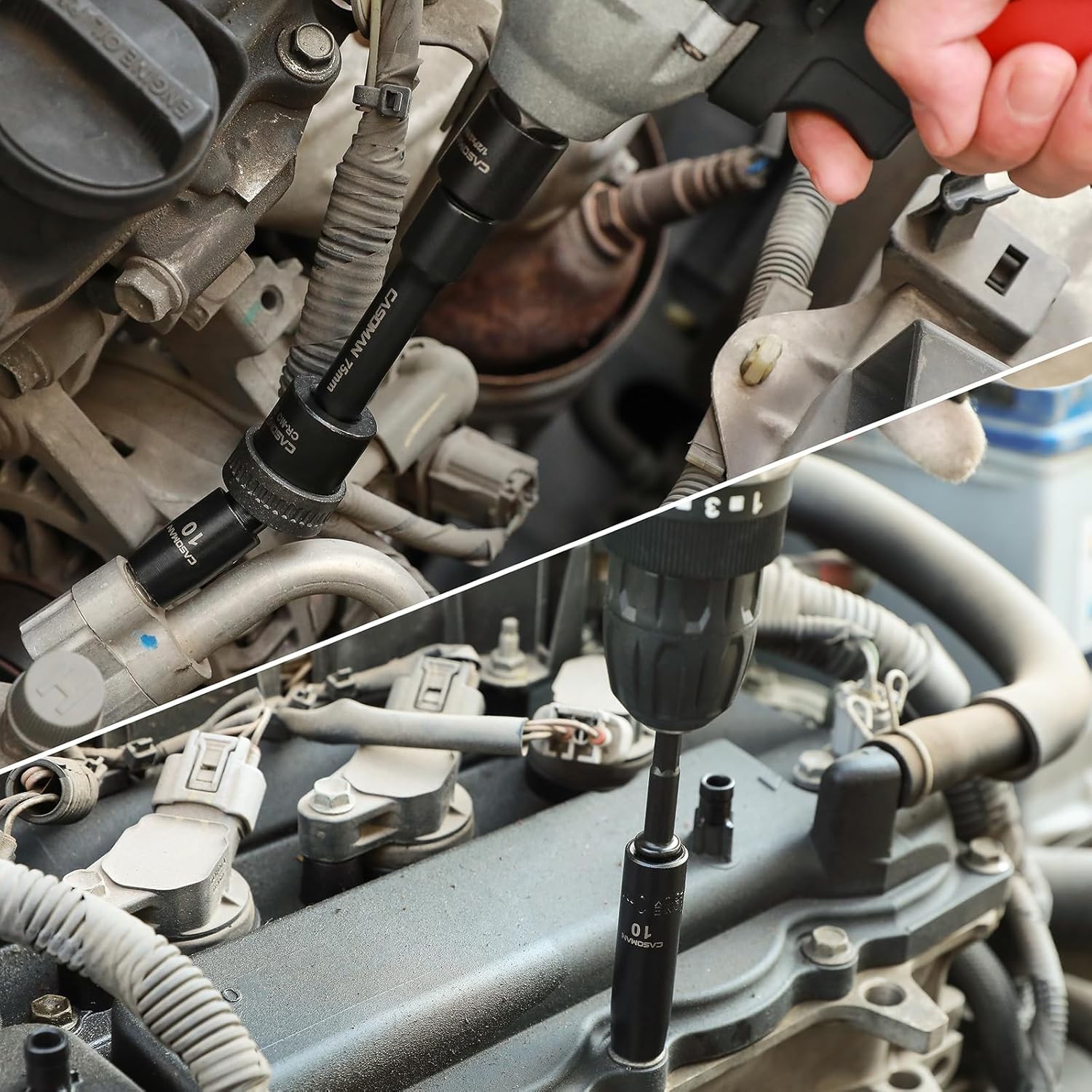 CASOMAN 3/8" Drive Impact Socket Set, 49 PCS (5/16-Inch to 3/4-Inch and 8-22 mm)