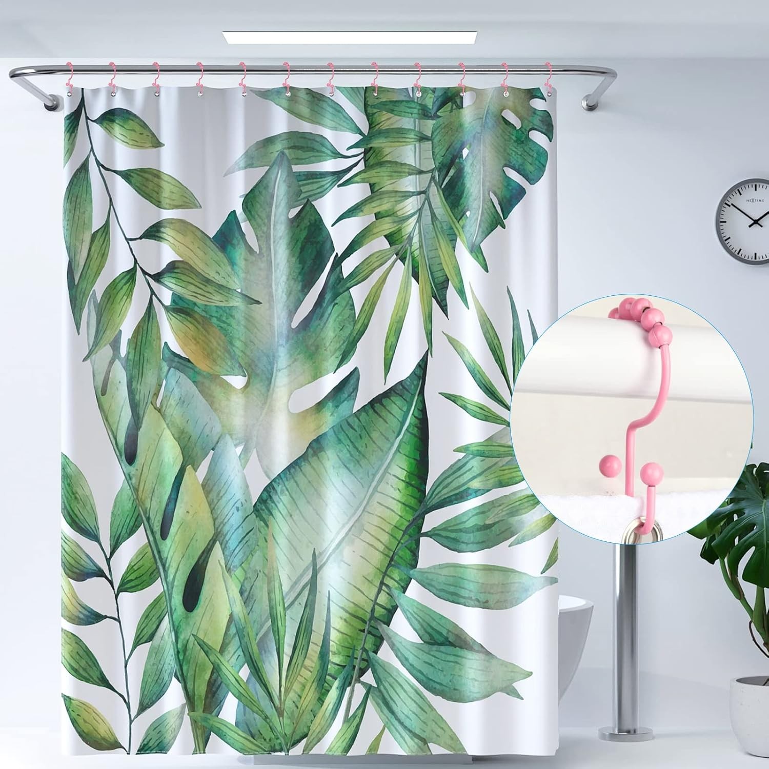 304 Stainless Steel Double Glide Shower Curtain Hooks Rustproof Rings Rainbow 12